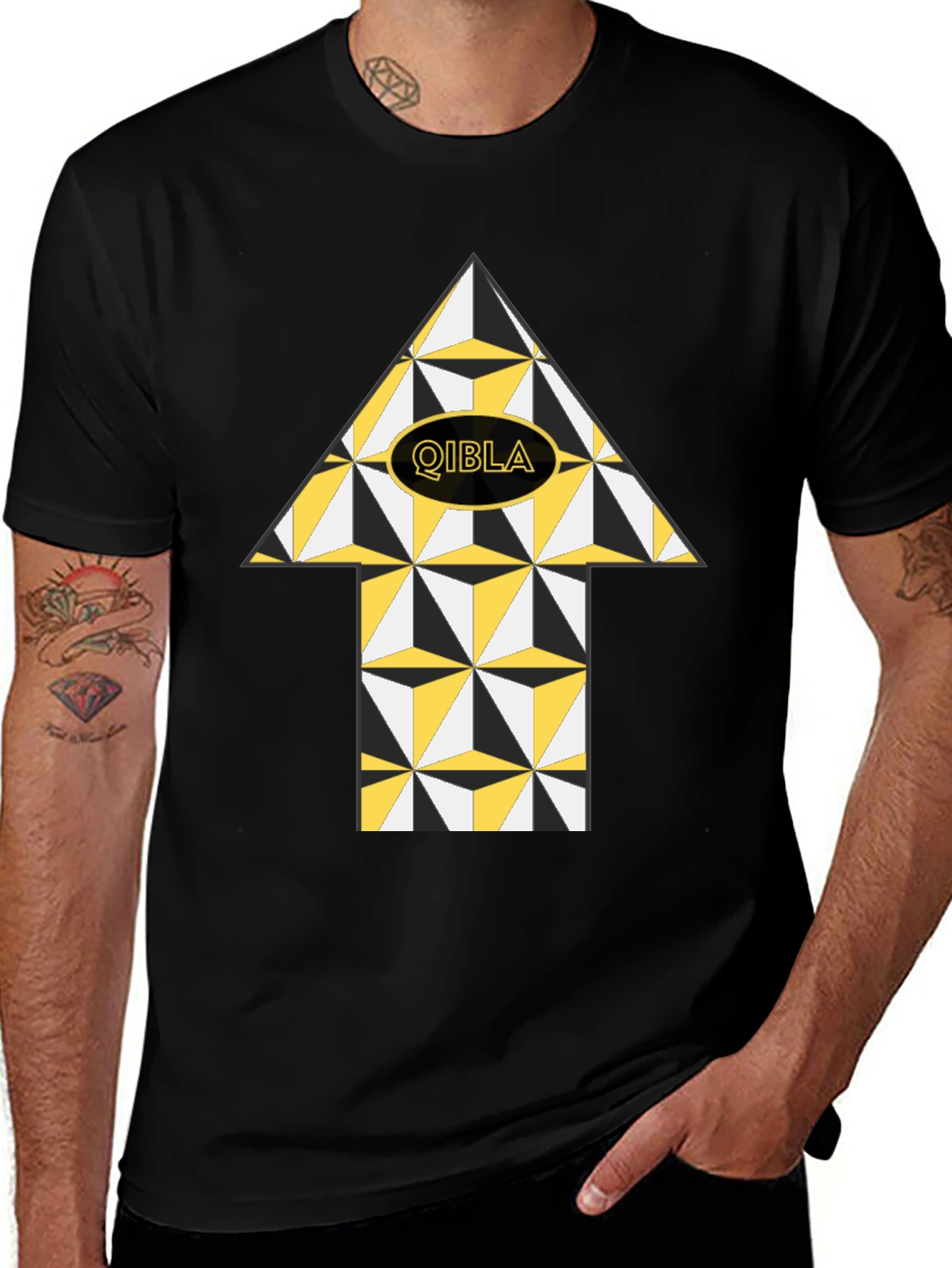 Qibla Direction Arrow T-Shirt - Stylish Islamic Design