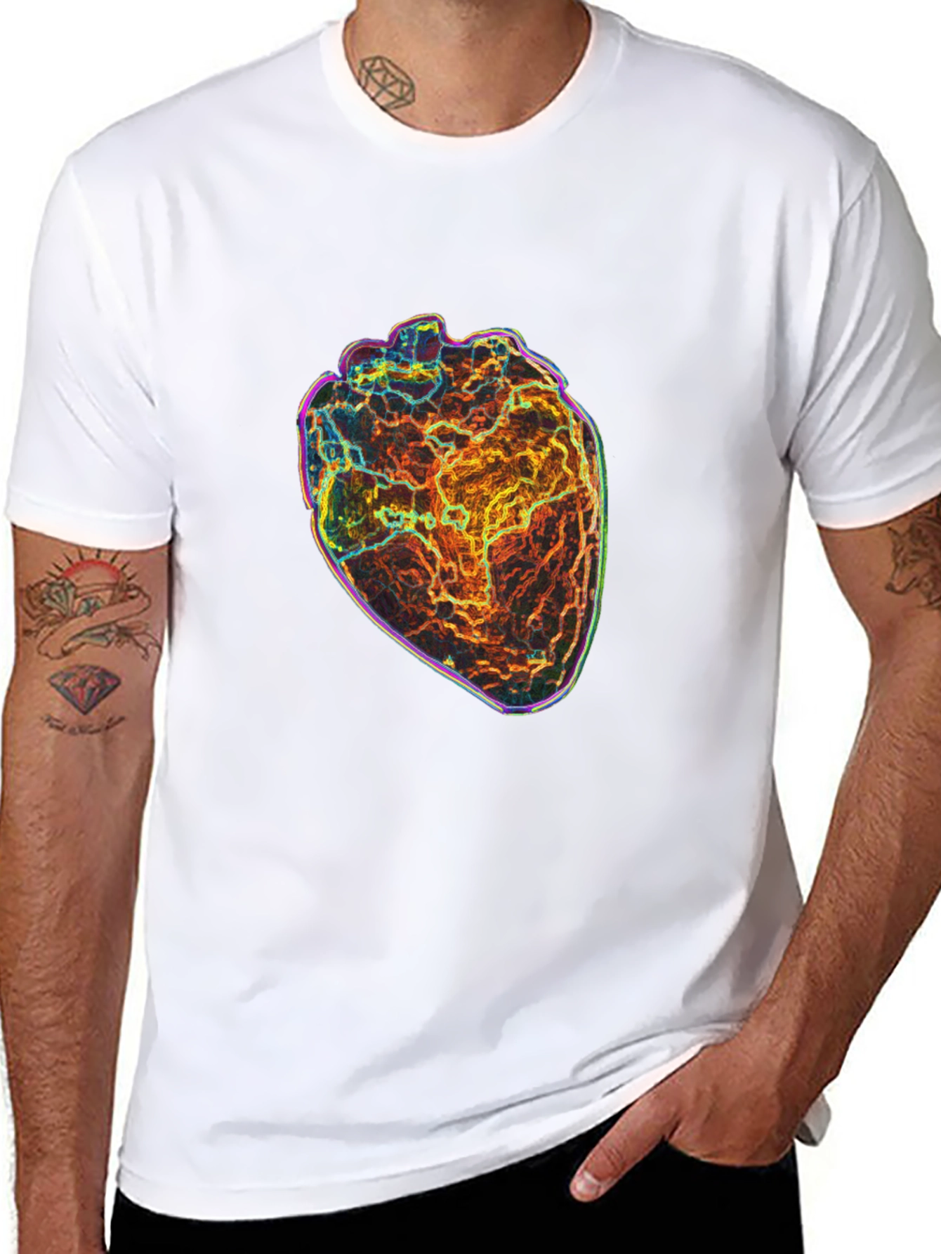 Anatomical Heart Graphic Print Black T-Shirt