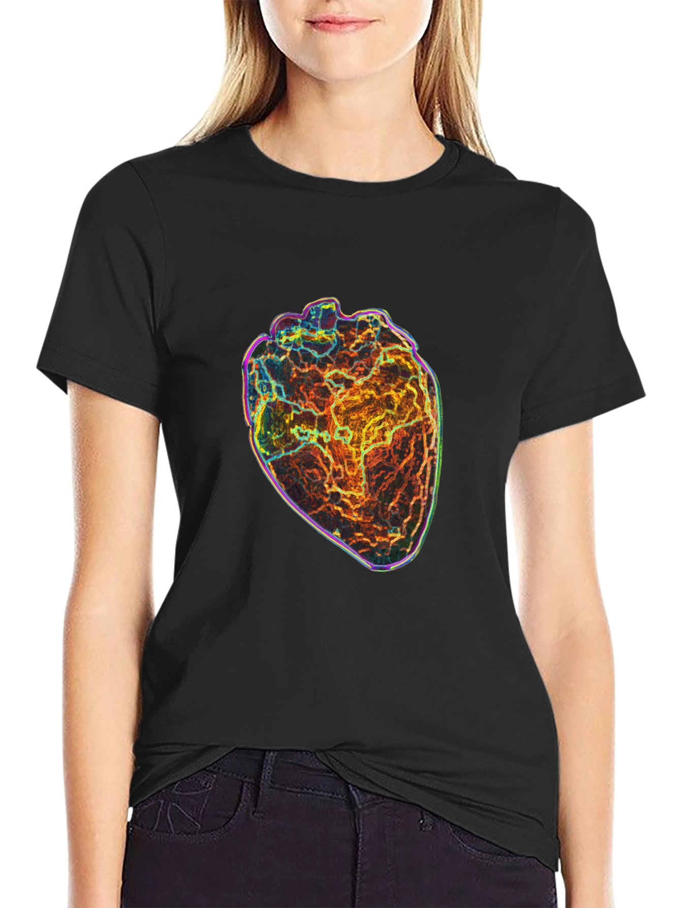 Anatomical Heart Graphic Print Black T-Shirt
