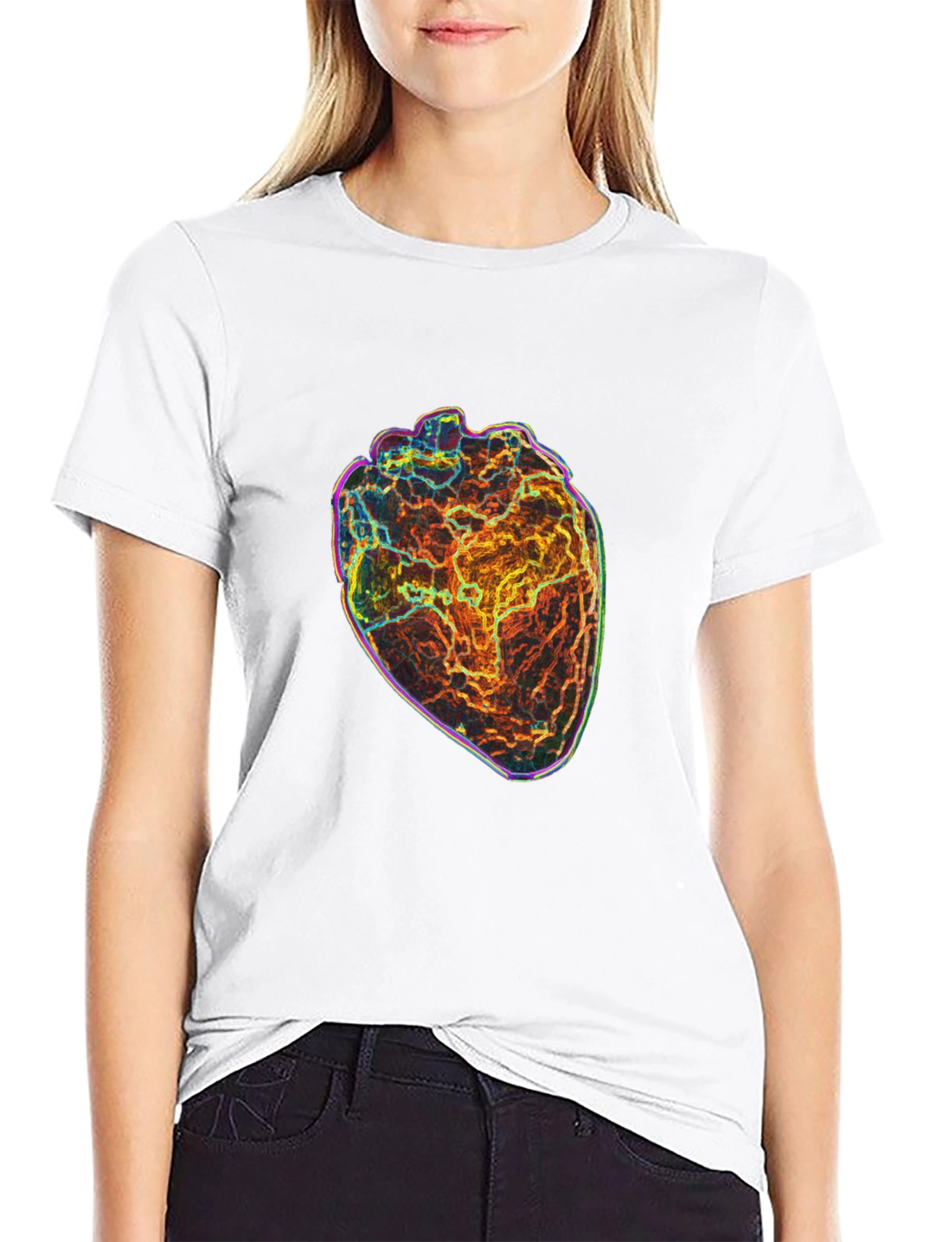 Anatomical Heart Graphic Print Black T-Shirt