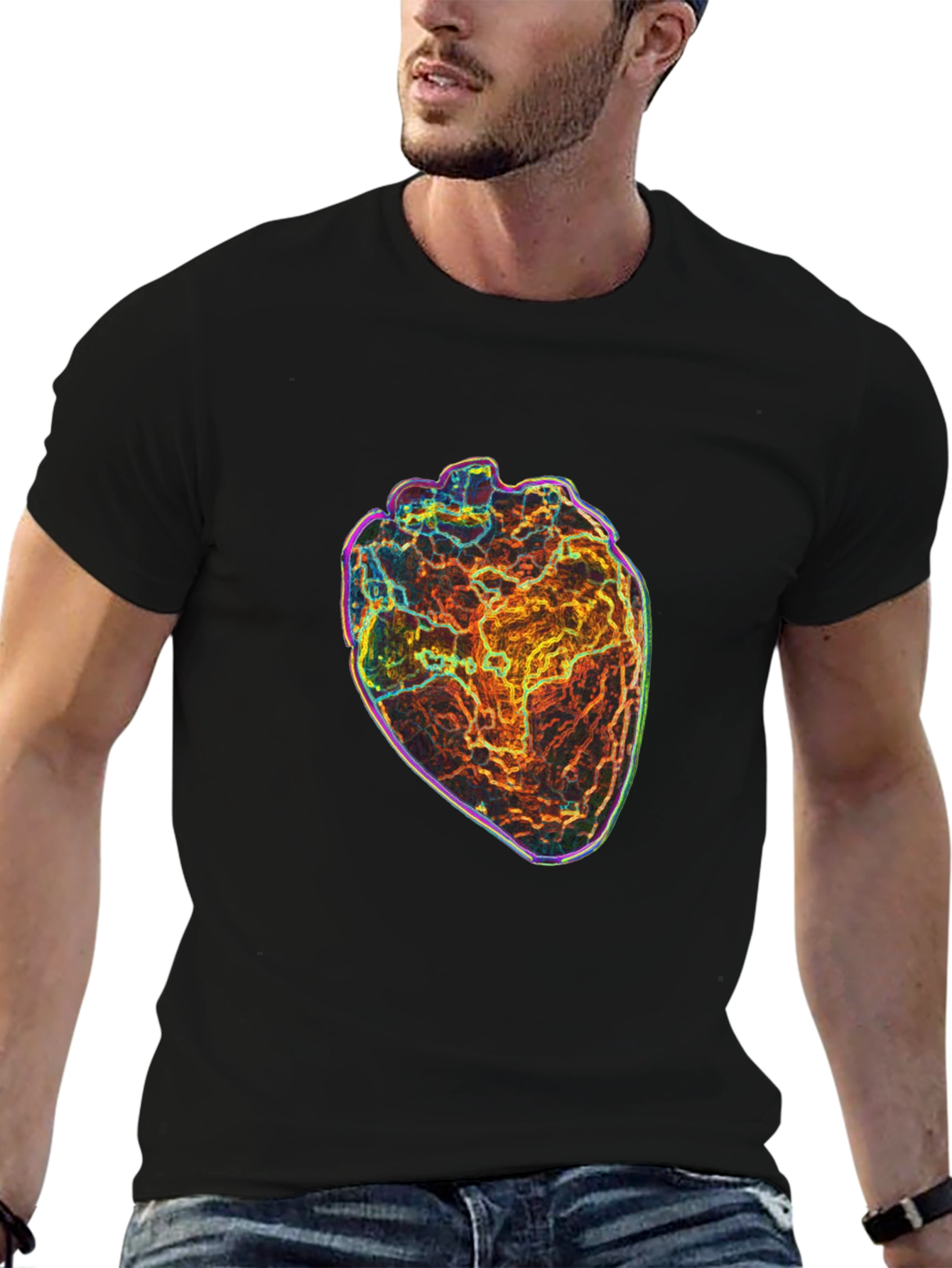 Anatomical Heart Graphic Print Black T-Shirt