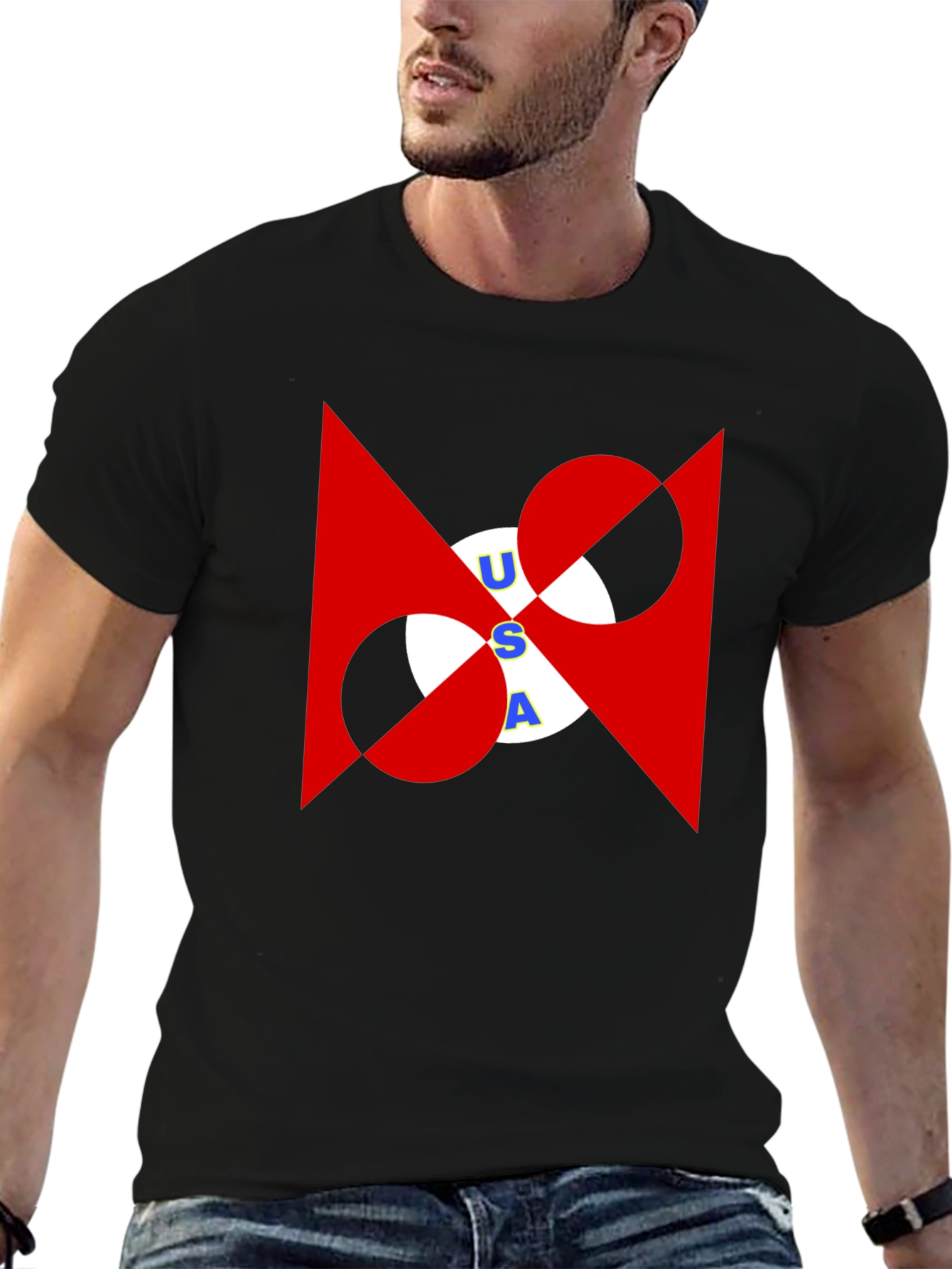 USA Graphic Print Black T-Shirt