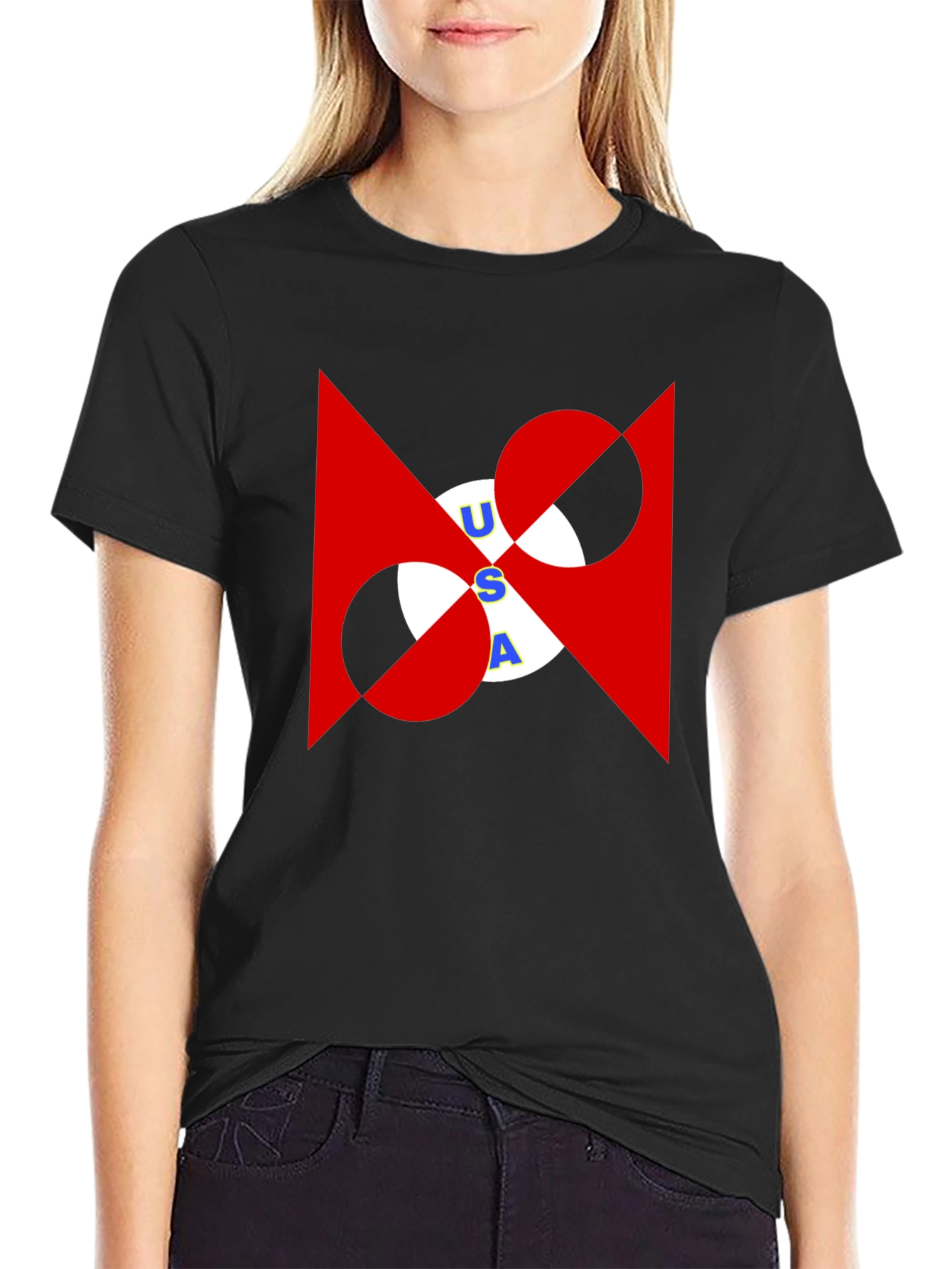 USA Graphic Print Black T-Shirt