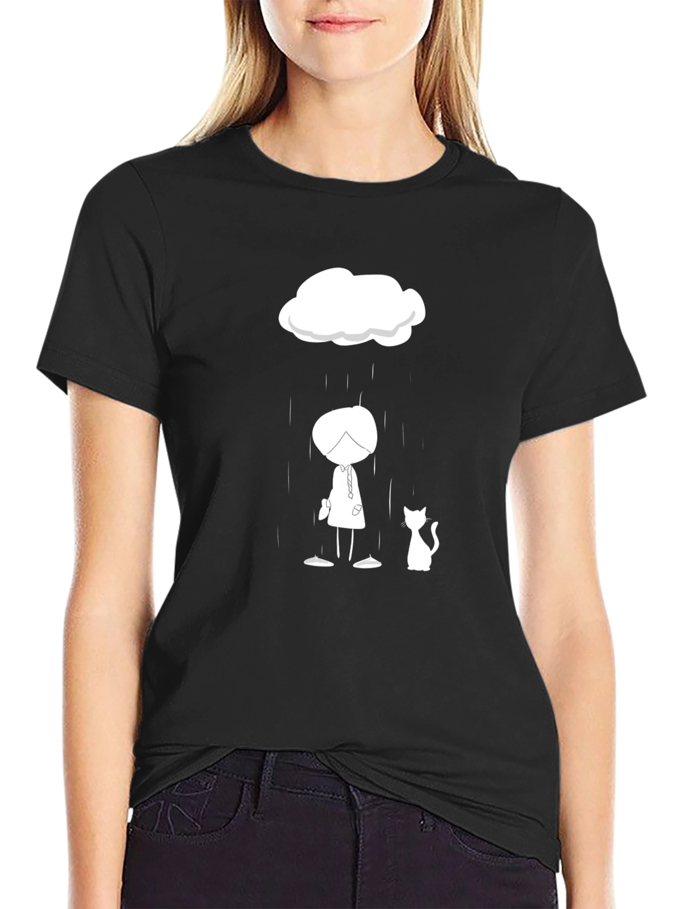 Rainy Day Cat Tee - Stylish Graphic T-Shirt