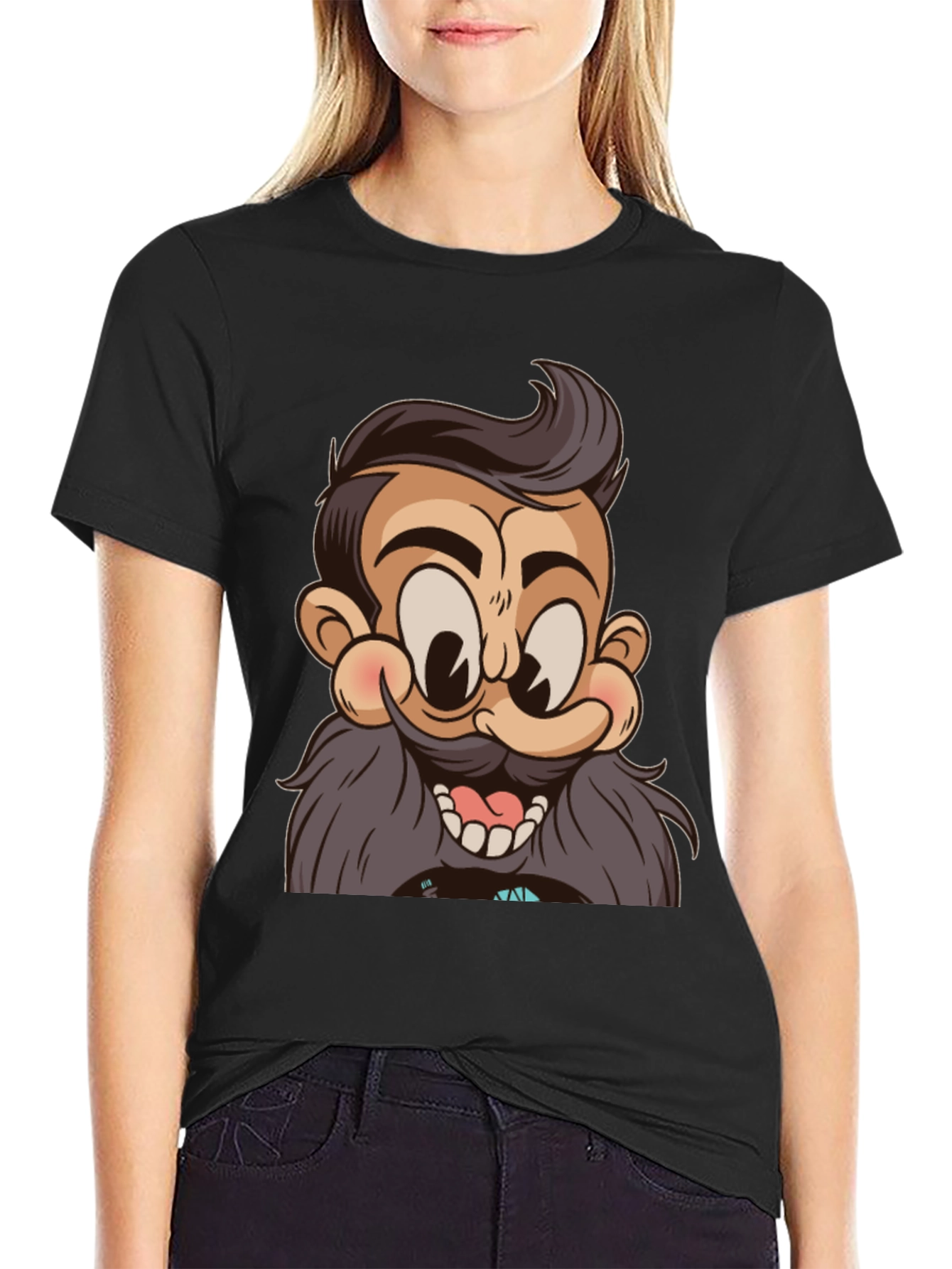 Cartoon Character Graphic Print Black T-Shirt