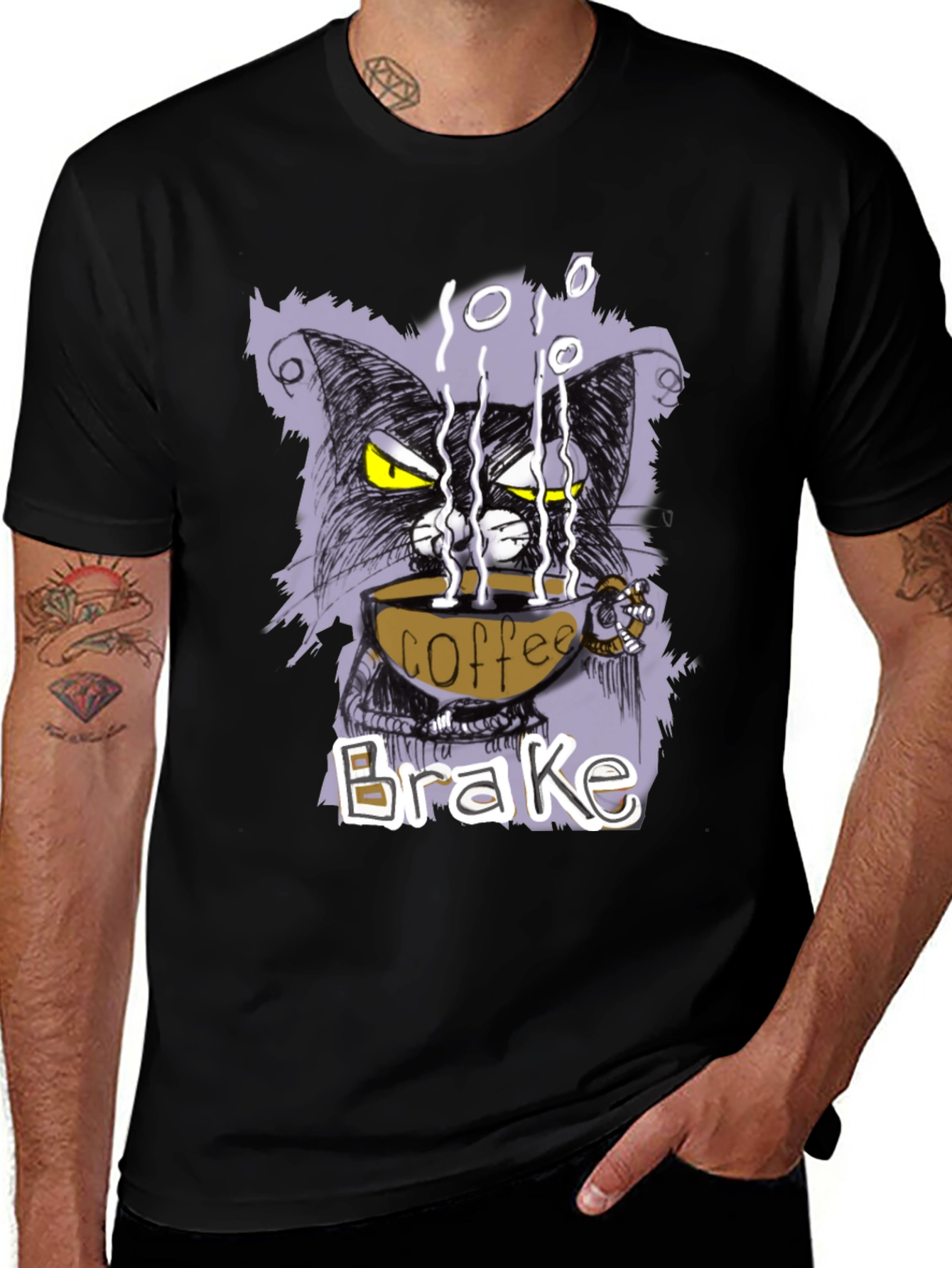 Coffee Brake Cat T-Shirt - Cool Graphic Tee
