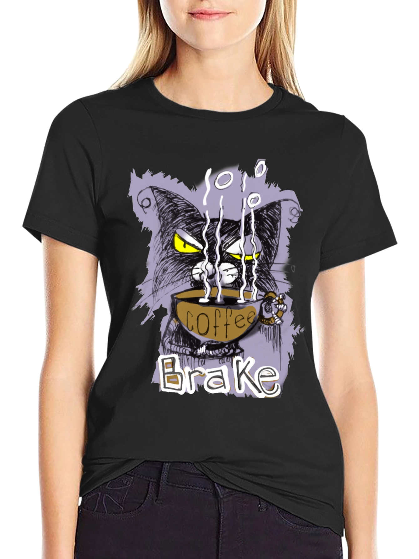 Coffee Brake Cat T-Shirt - Cool Graphic Tee