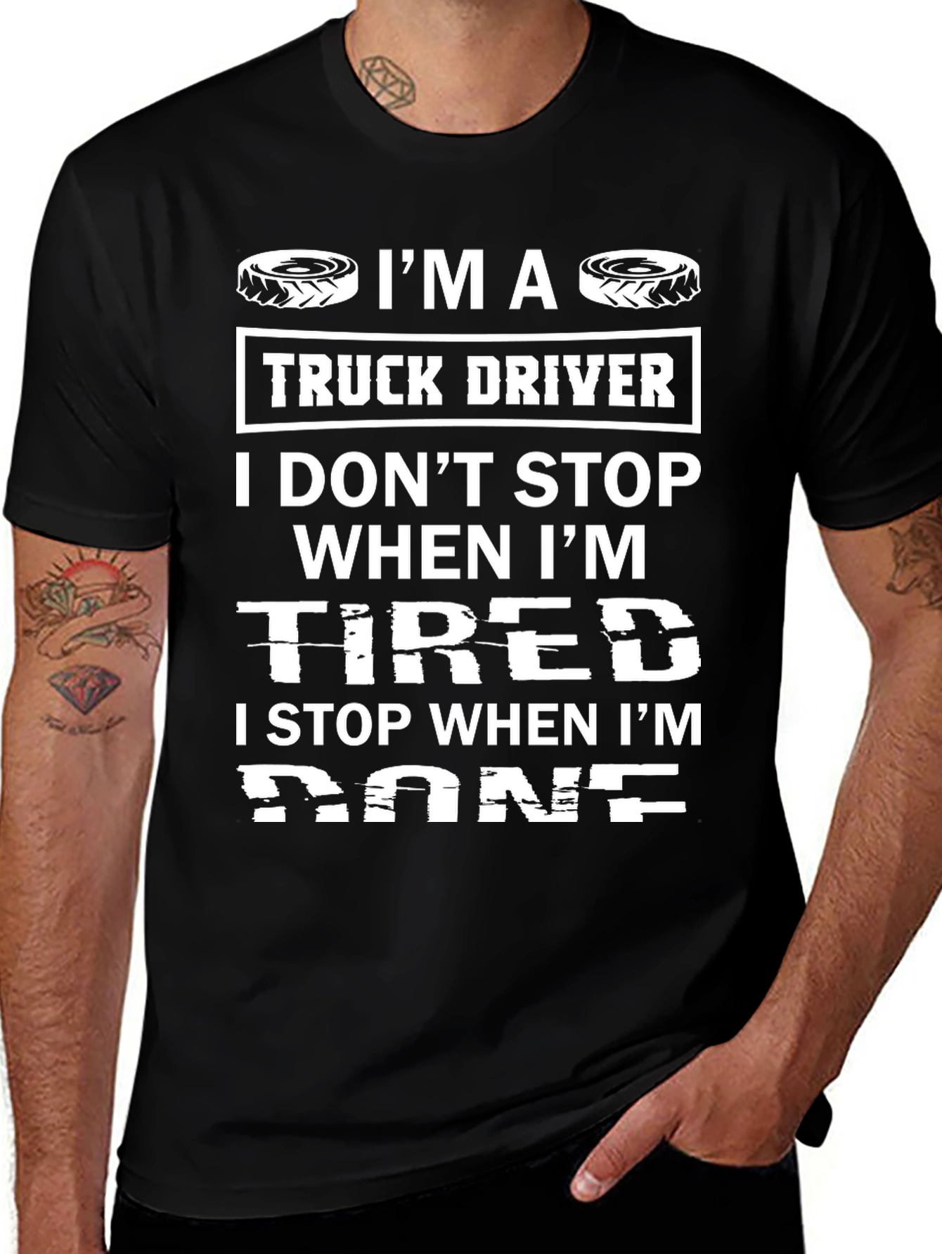 Truck Driver I Stop When Im Done Black T-Shirt