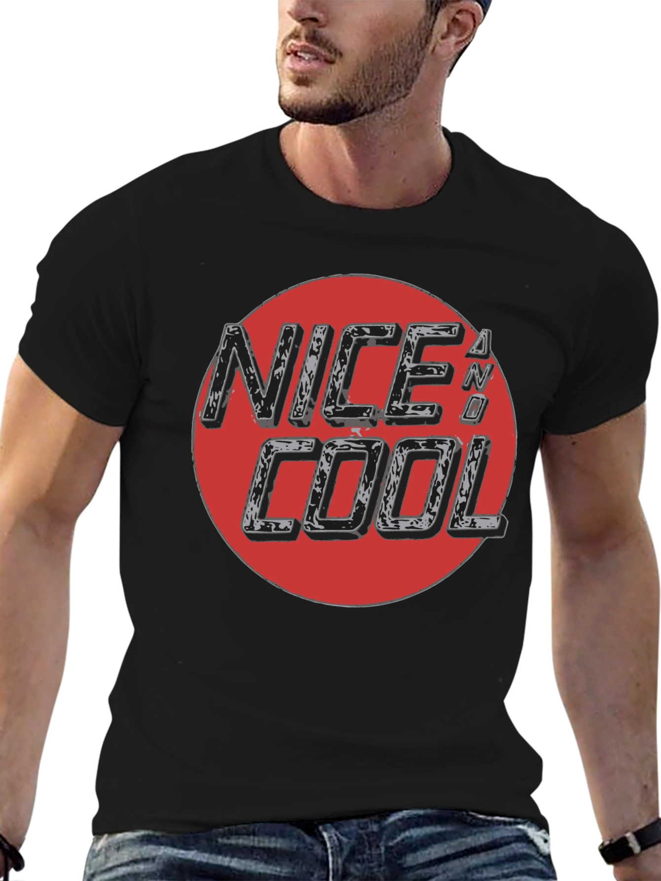Nice and Cool Graphic Tee - Black Casual T-Shirt