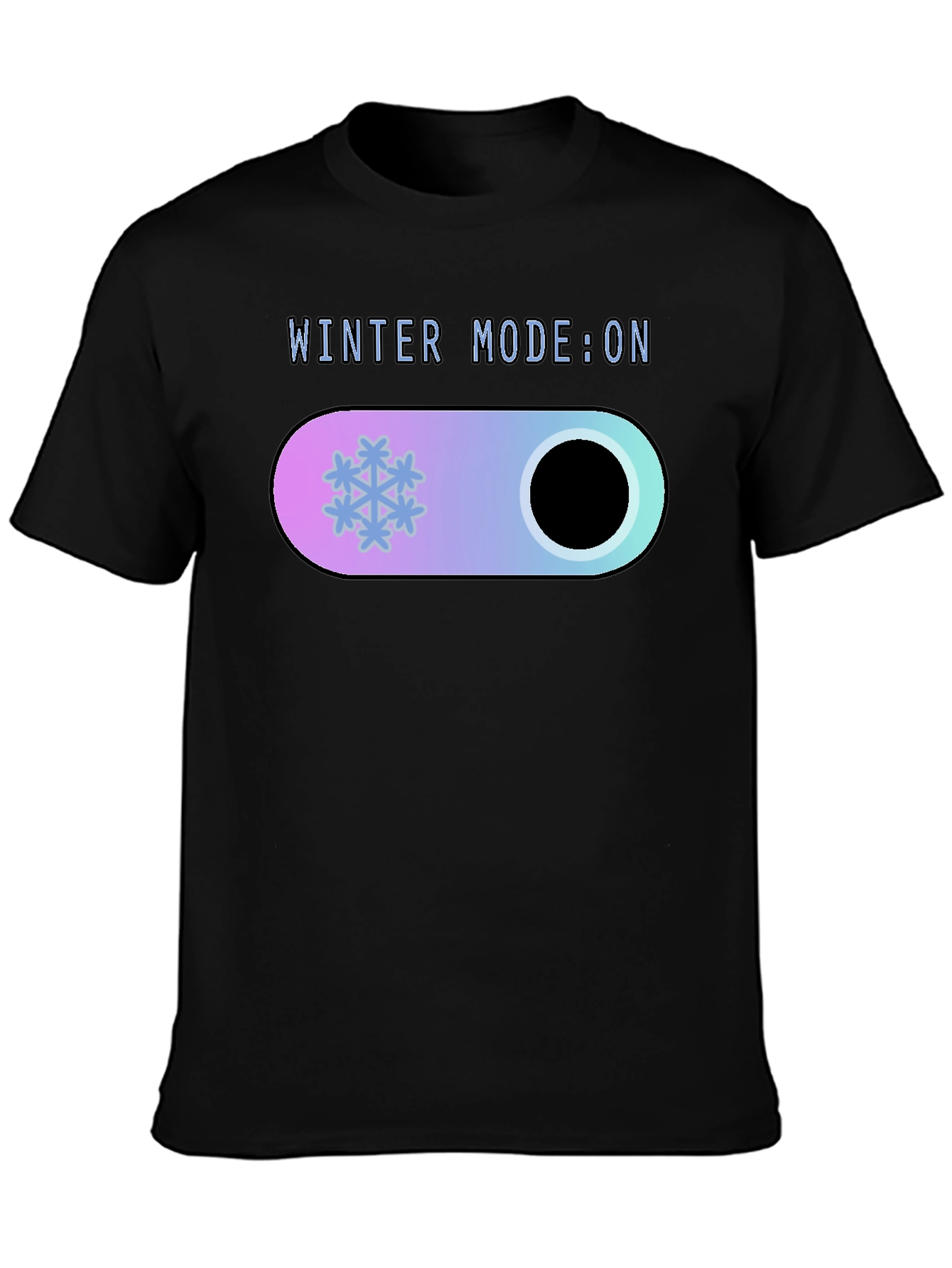 Winter Mode On Black T-Shirt