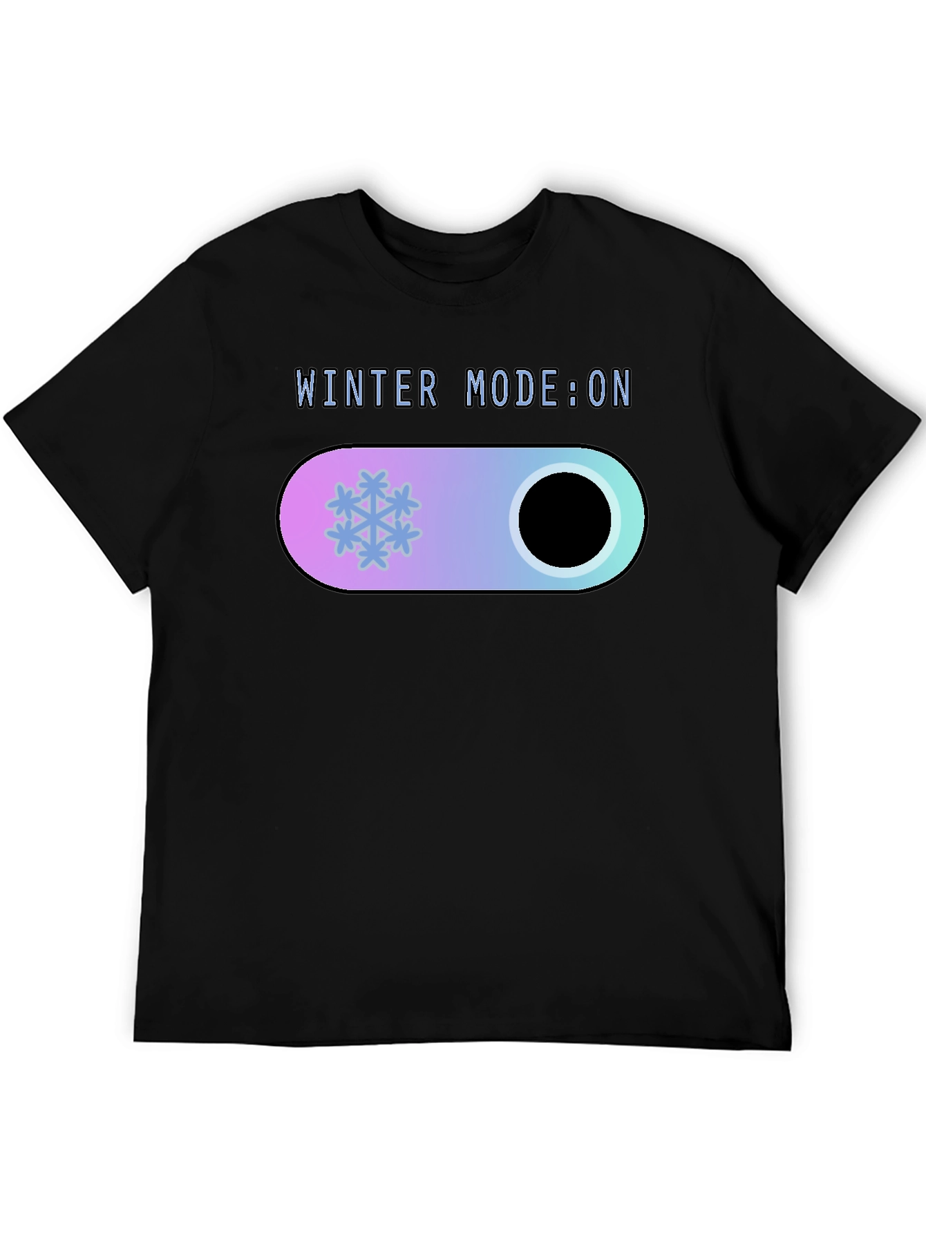 Winter Mode On Black T-Shirt