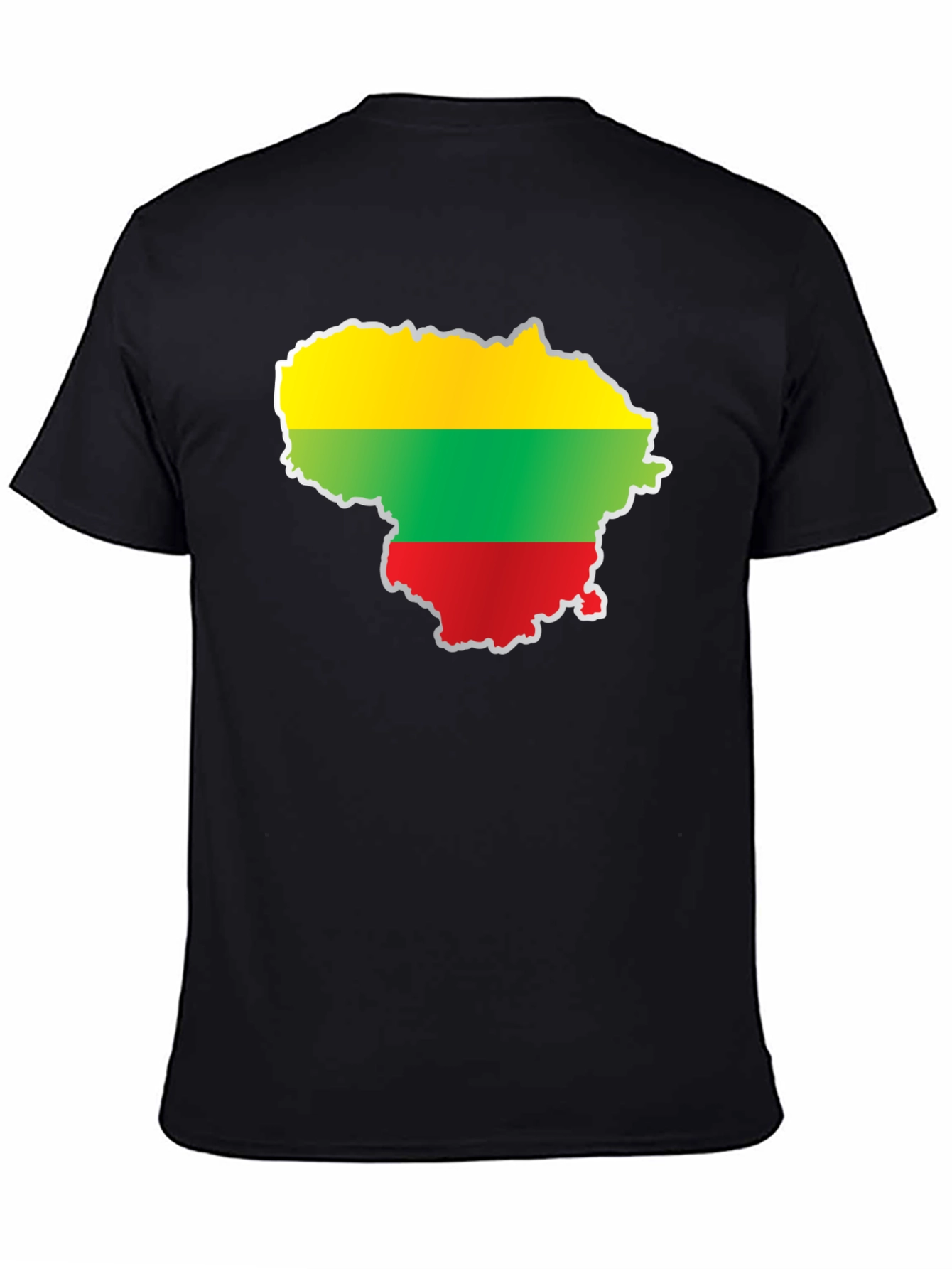 Lithuania Flag Map T-Shirt - Black
