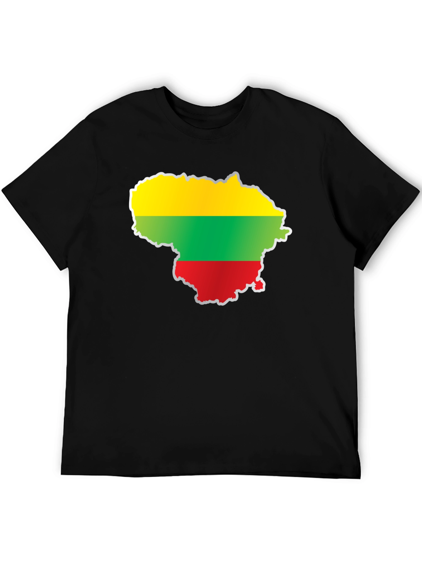 Lithuania Flag Map T-Shirt - Black