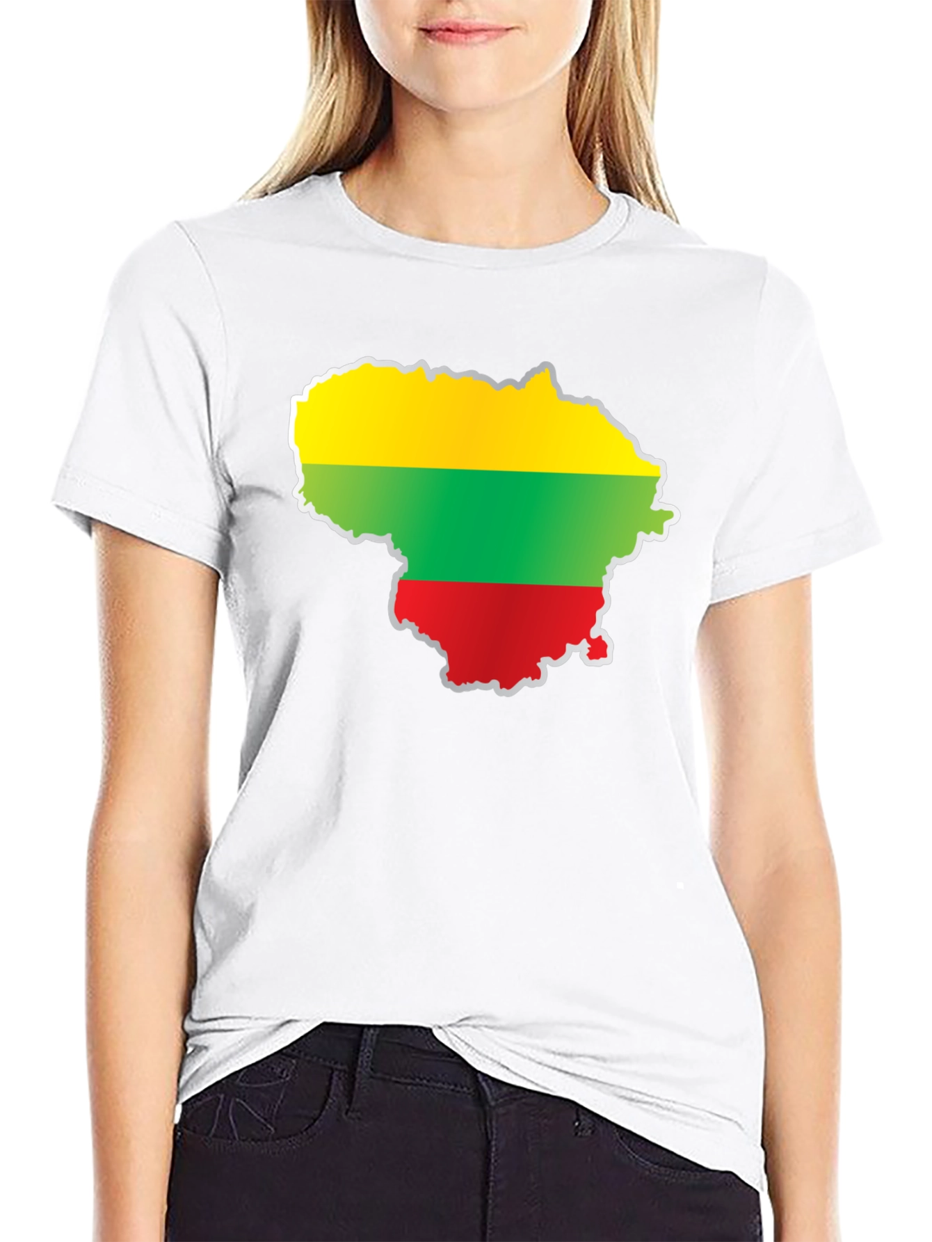 Lithuania Flag Map T-Shirt - Black