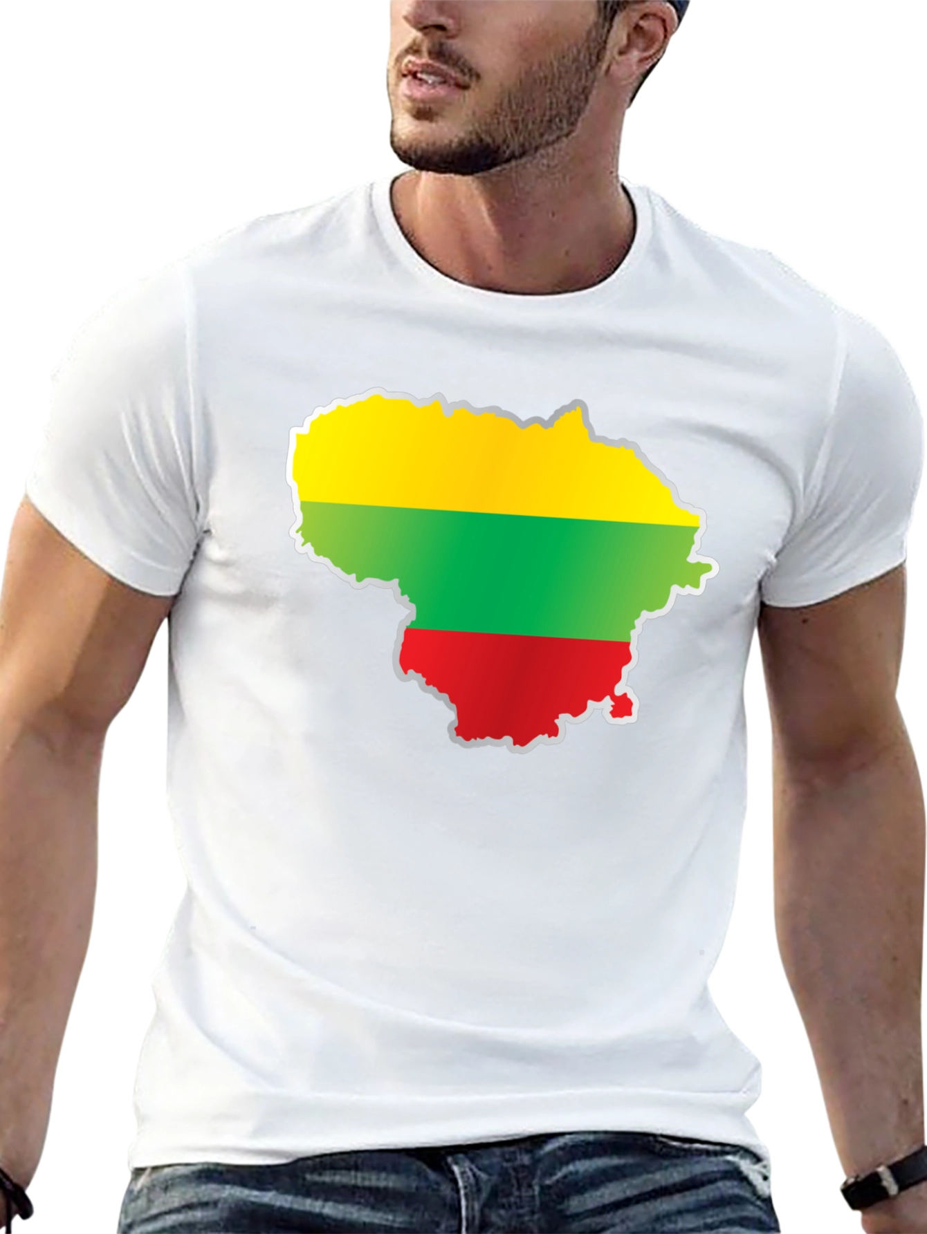 Lithuania Flag Map T-Shirt - Black