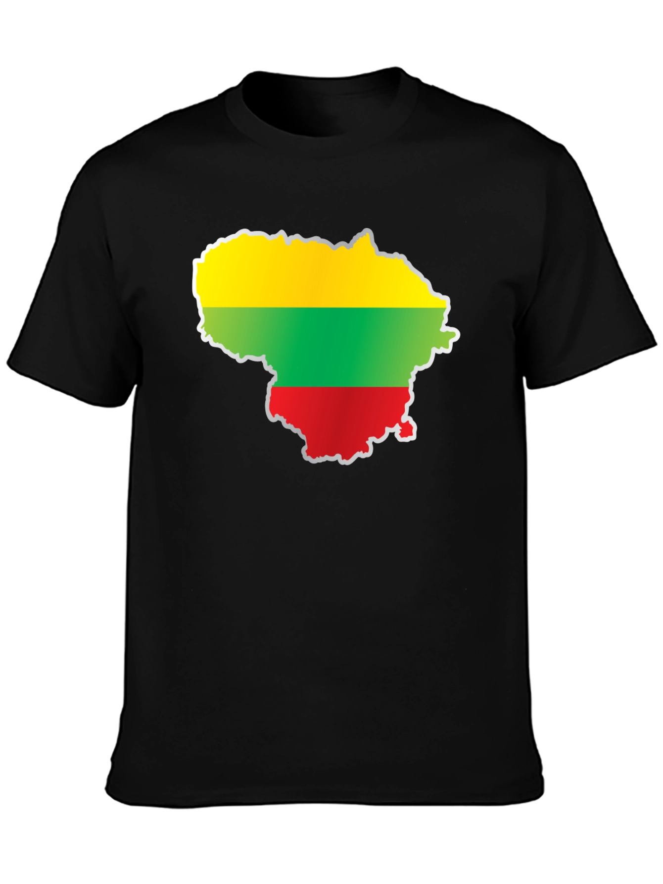 Lithuania Flag Map T-Shirt - Black
