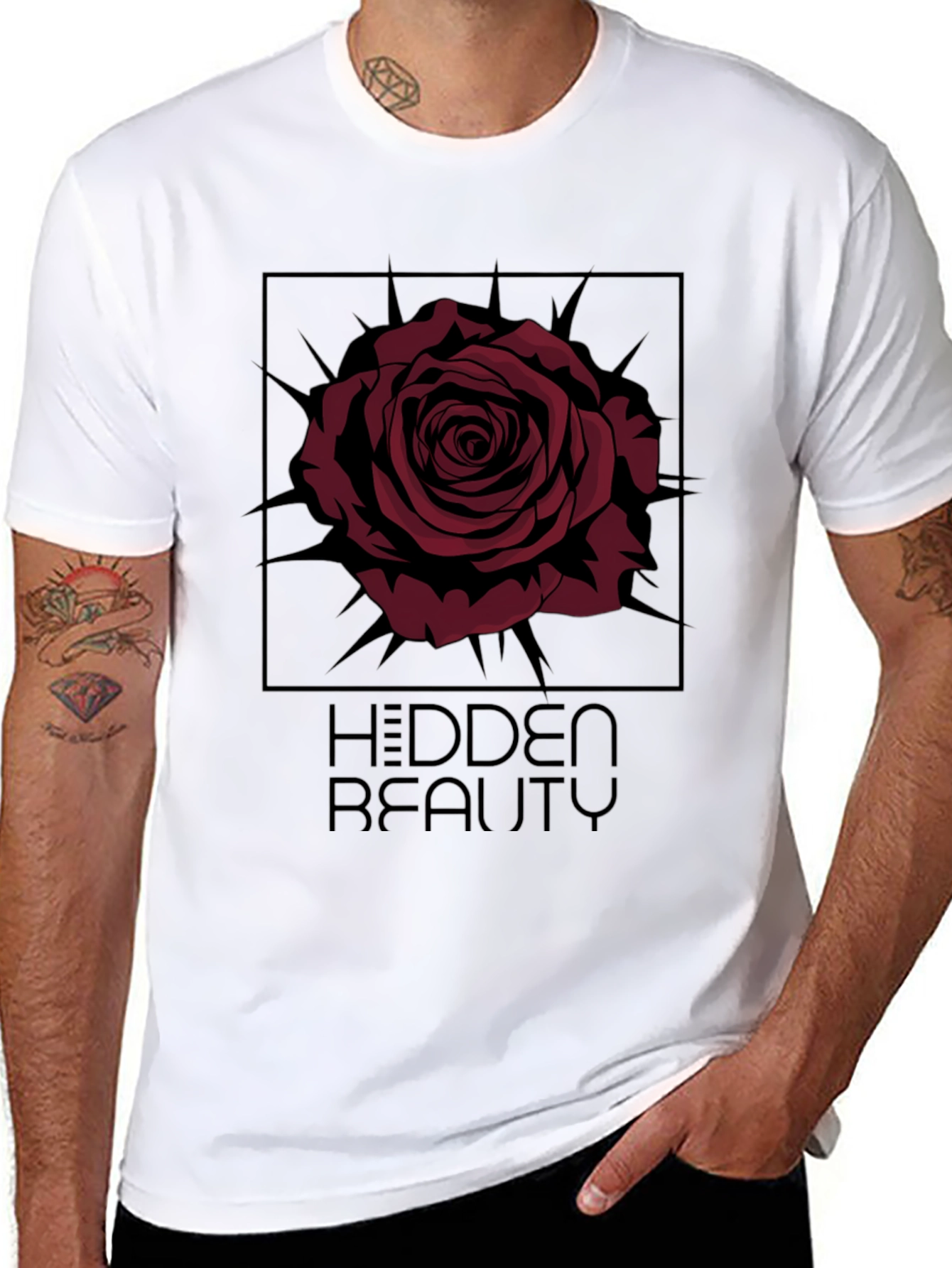 The Hidden Beauty Black Graphic Tee Rose