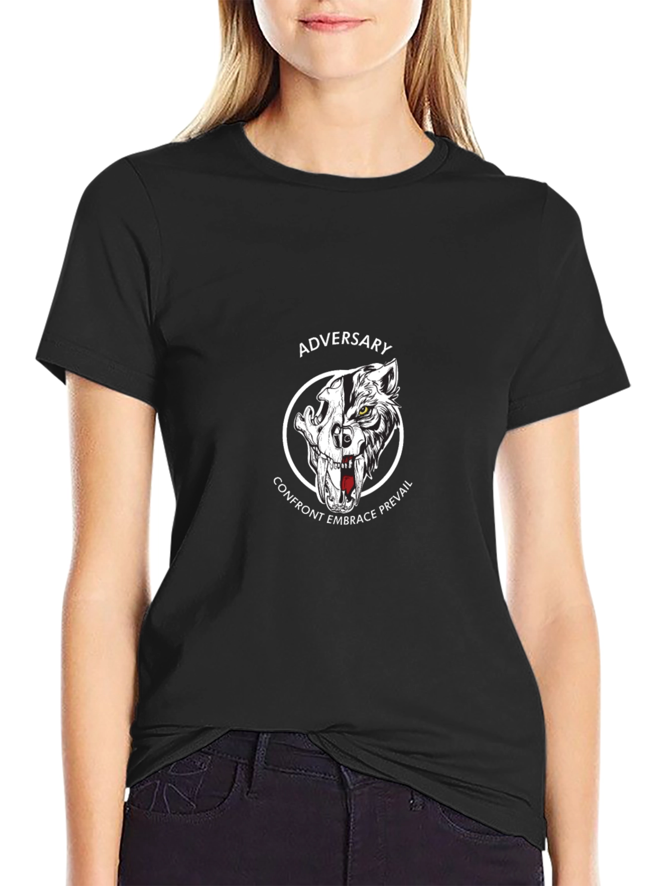 Adversary Wolf Graphic Print Black T-Shirt