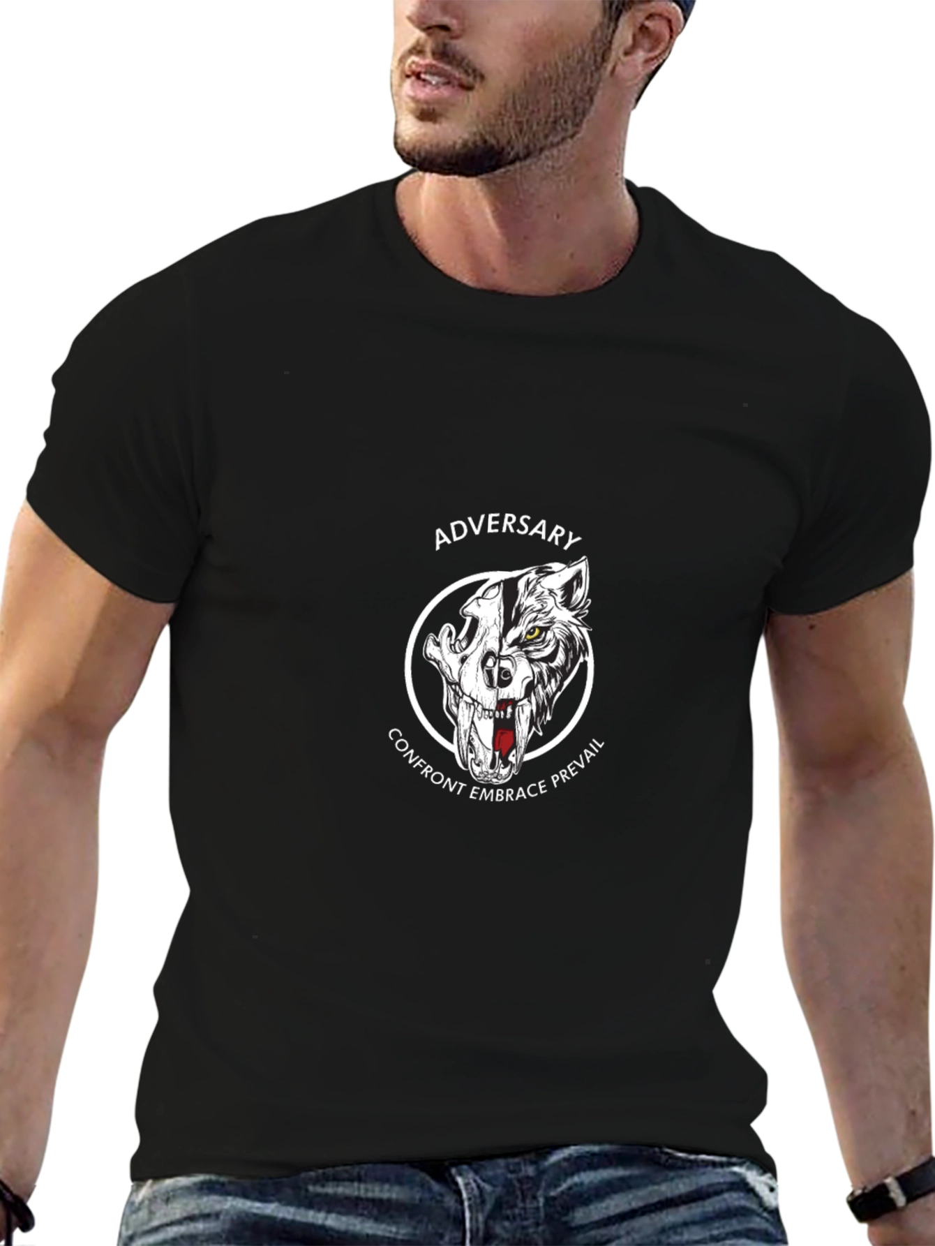 Adversary Wolf Graphic Print Black T-Shirt