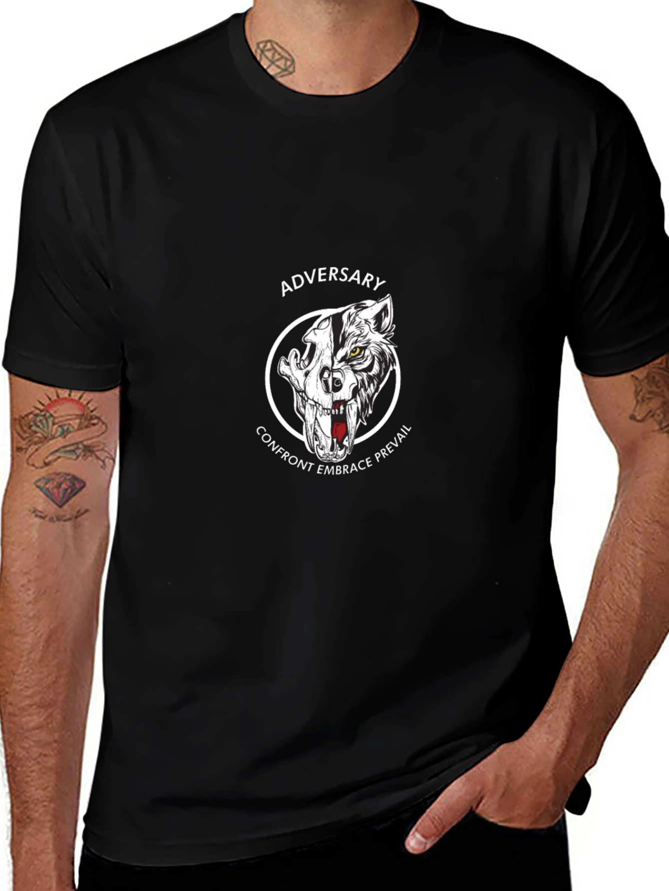 Adversary Wolf Graphic Print Black T-Shirt