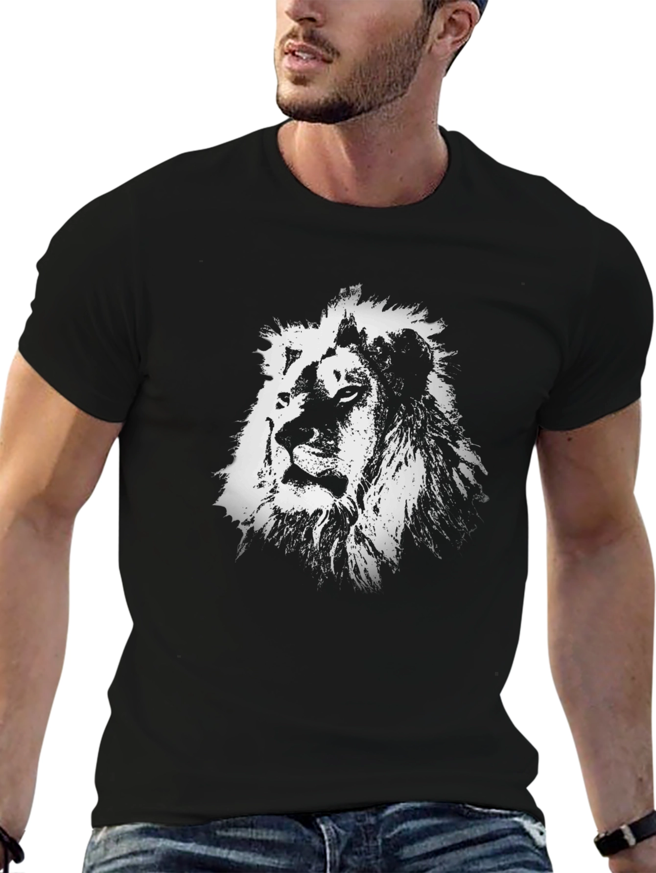 Lion Graphic Black T-Shirt | Mens Casual Tee