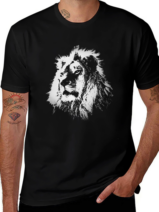 Lion Graphic Black T-Shirt | Mens Casual Tee