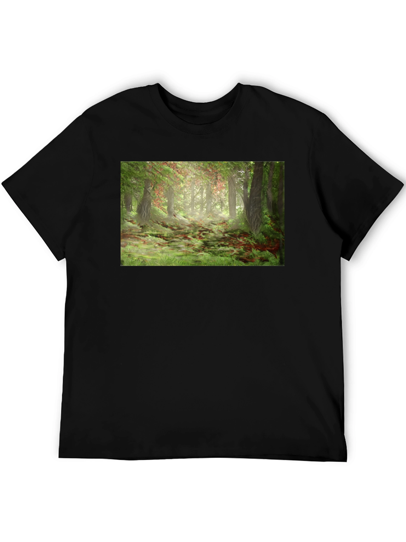 Forest Scene Graphic T-Shirt - Black
