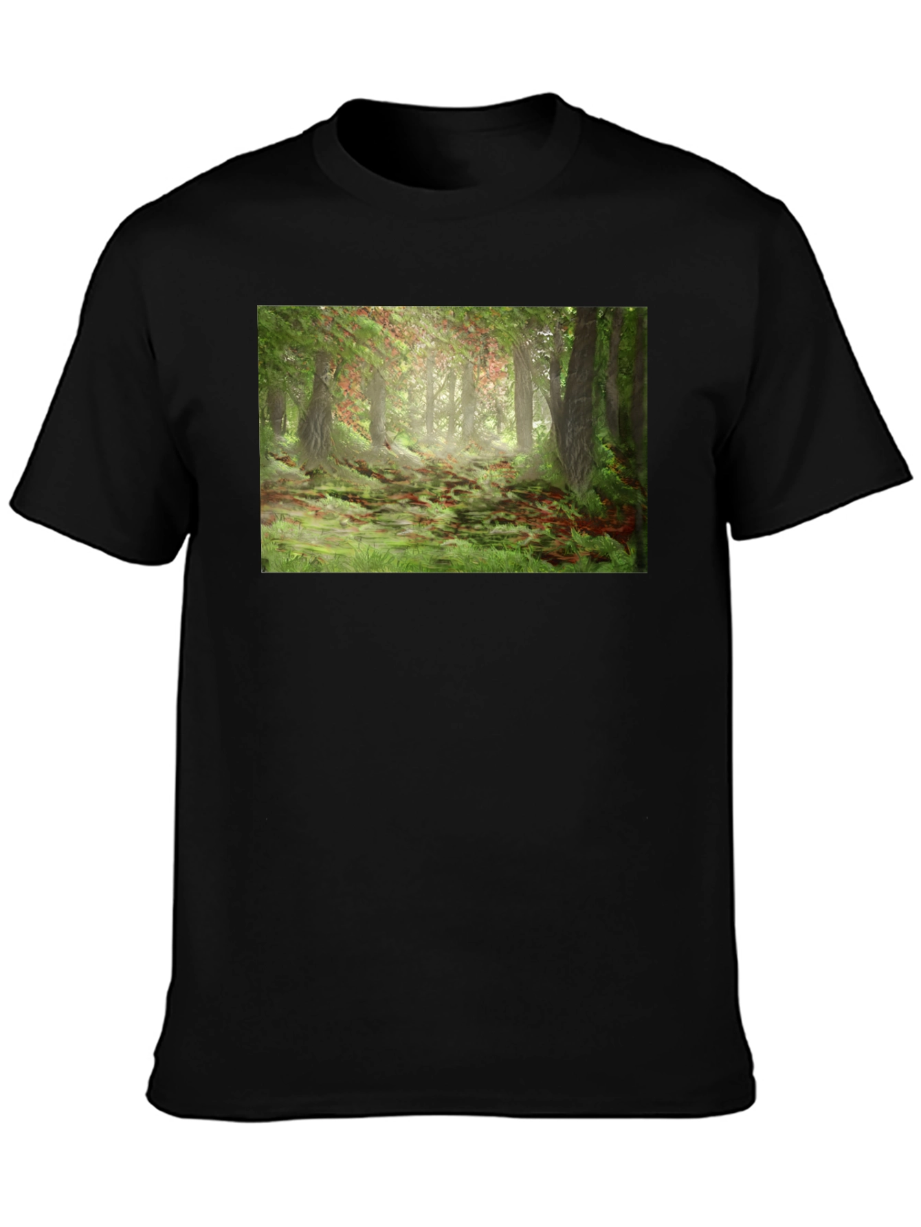 Forest Scene Graphic T-Shirt - Black