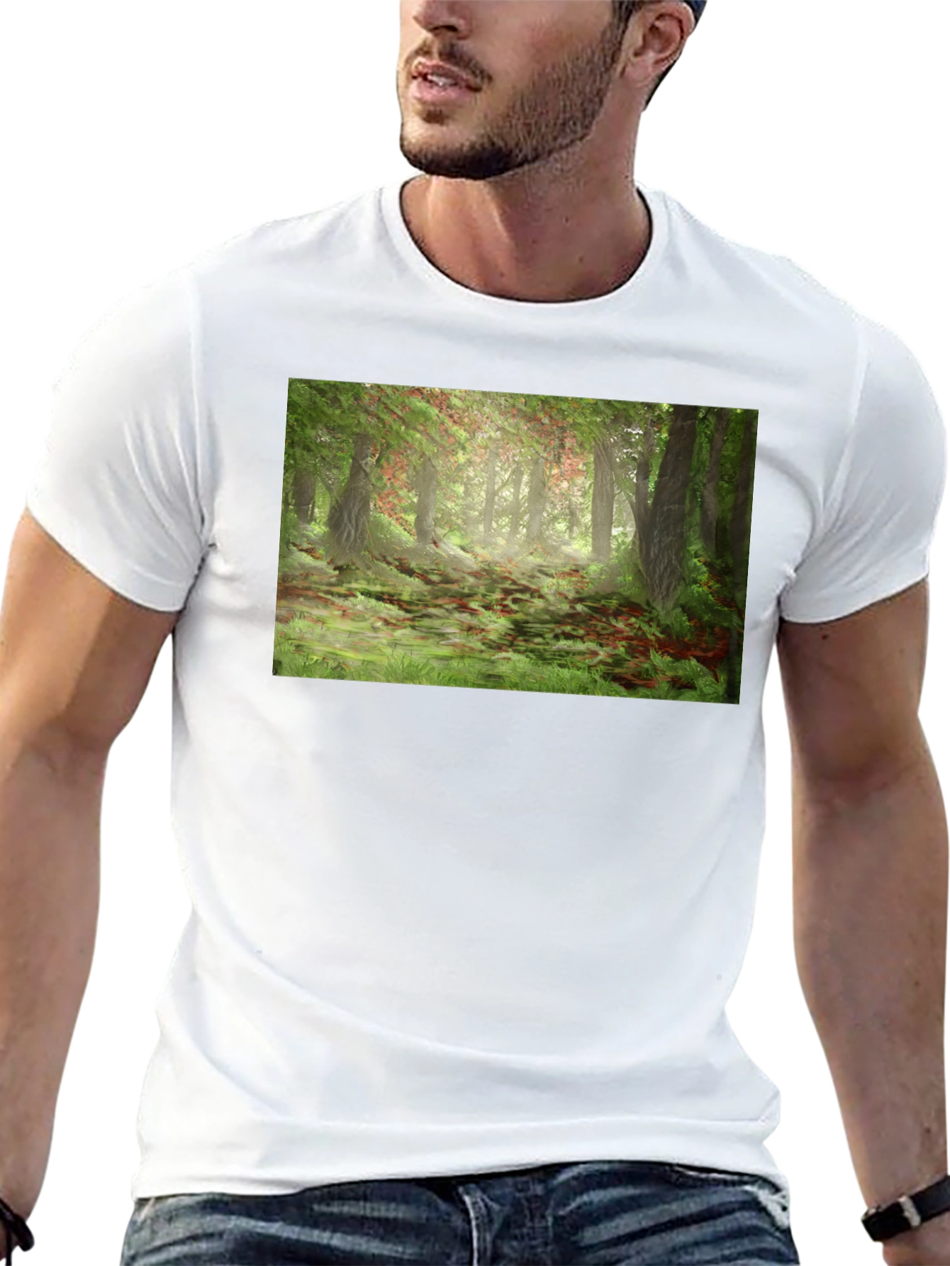 Forest Scene Graphic T-Shirt - Black