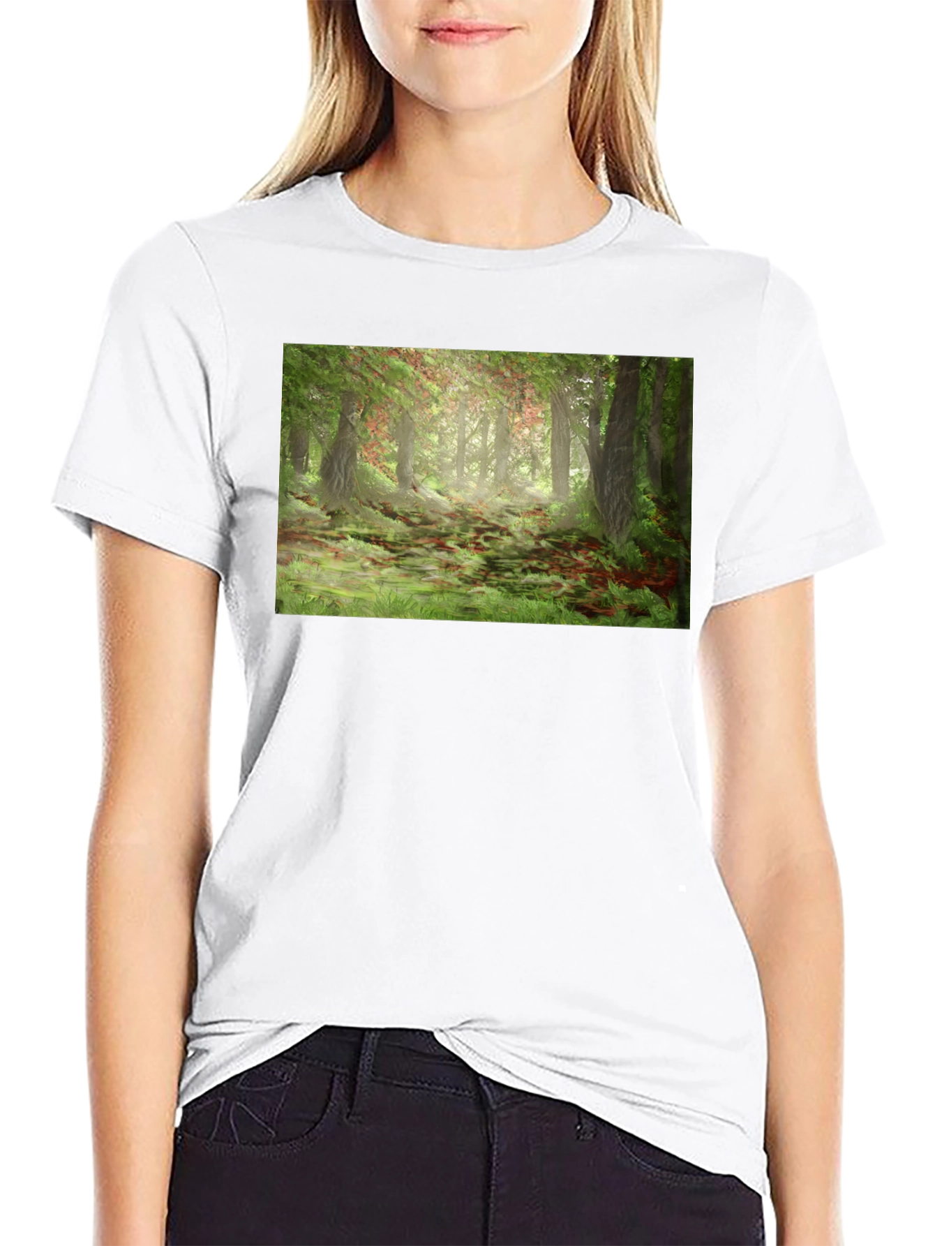 Forest Scene Graphic T-Shirt - Black