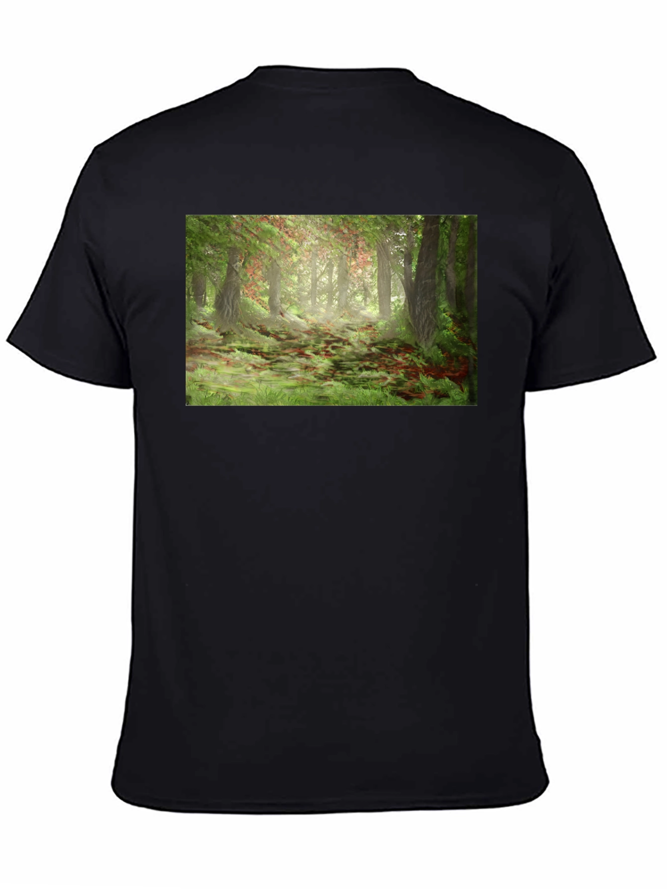 Forest Scene Graphic T-Shirt - Black