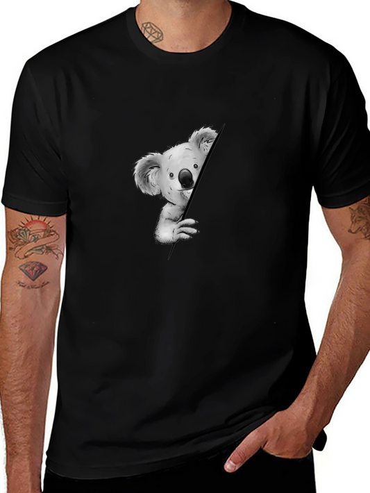 Koala Peeking Black T-Shirt