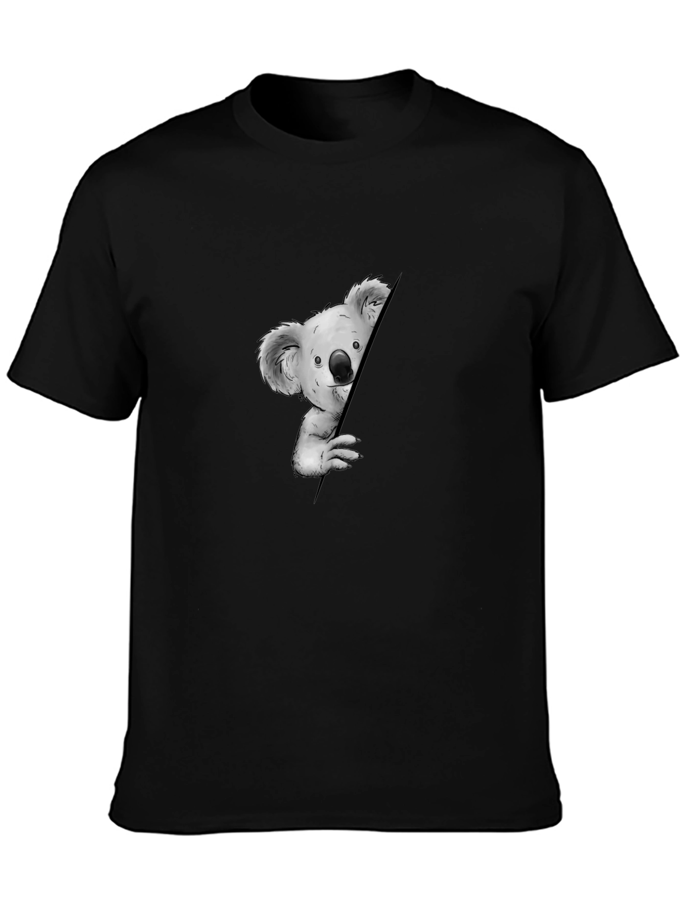 Koala Peeking Black T-Shirt