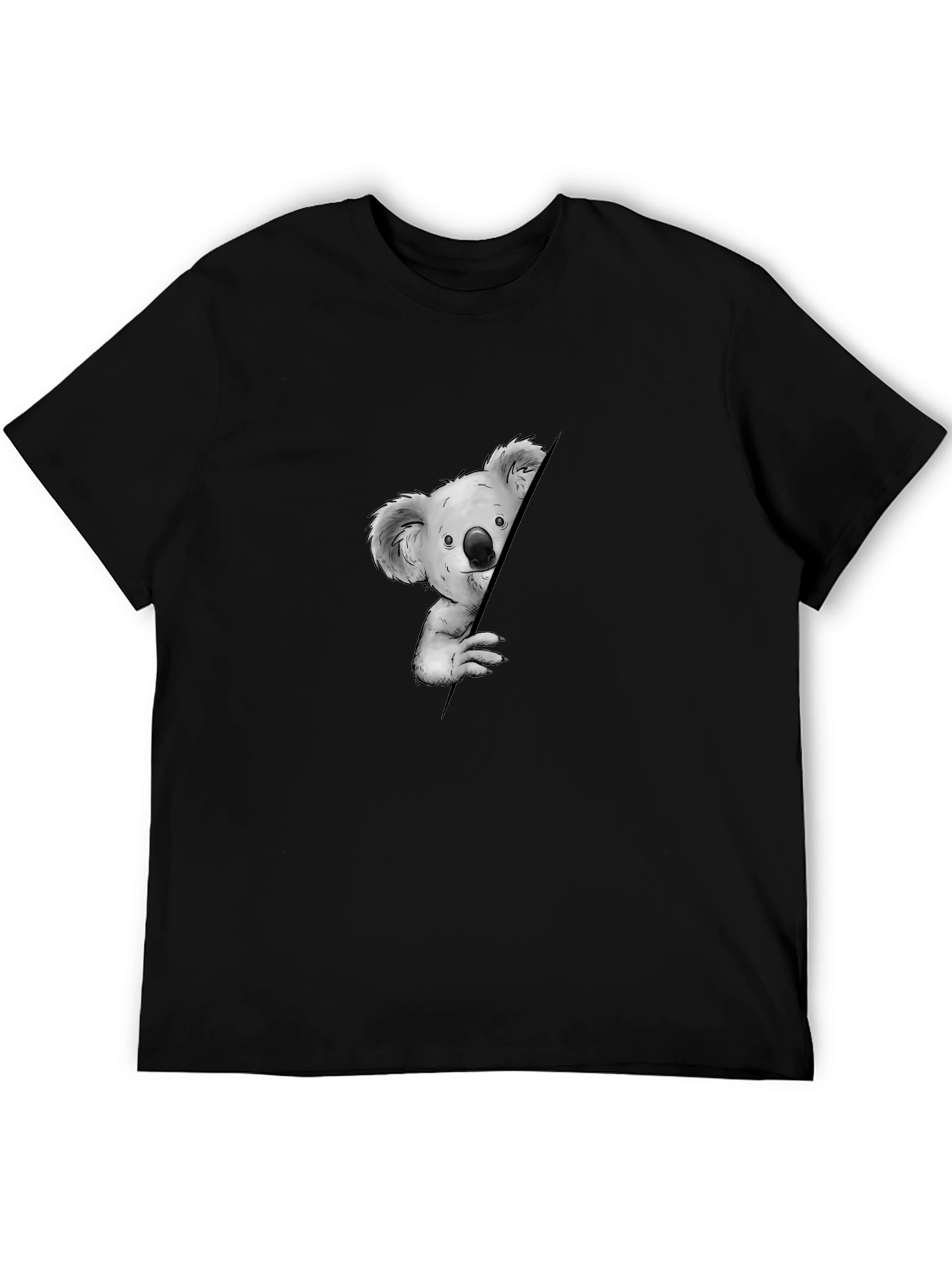 Koala Peeking Black T-Shirt