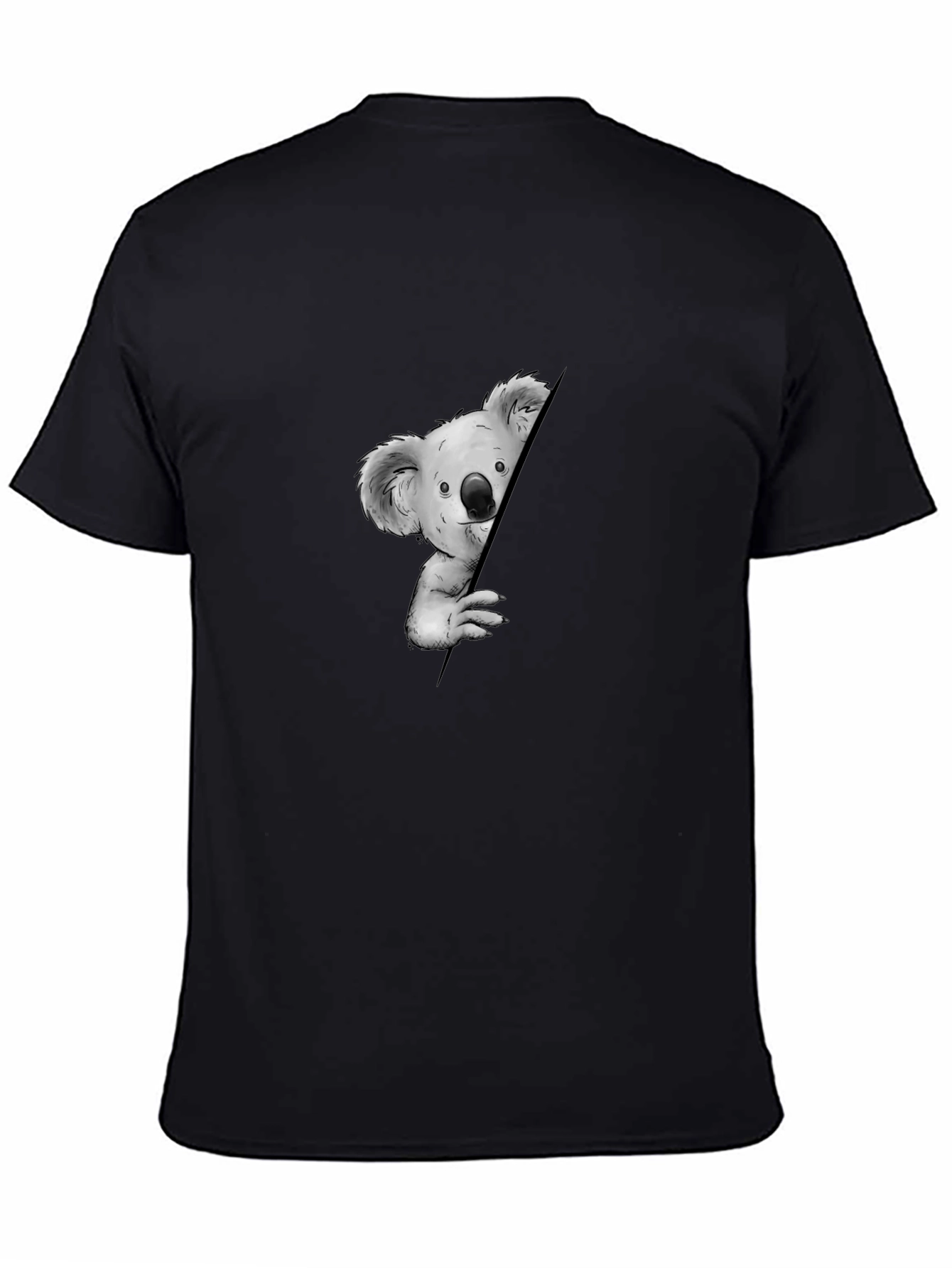 Koala Peeking Black T-Shirt