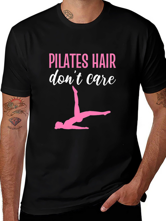 Pilates Hair Dont Care Black Graphic Tee