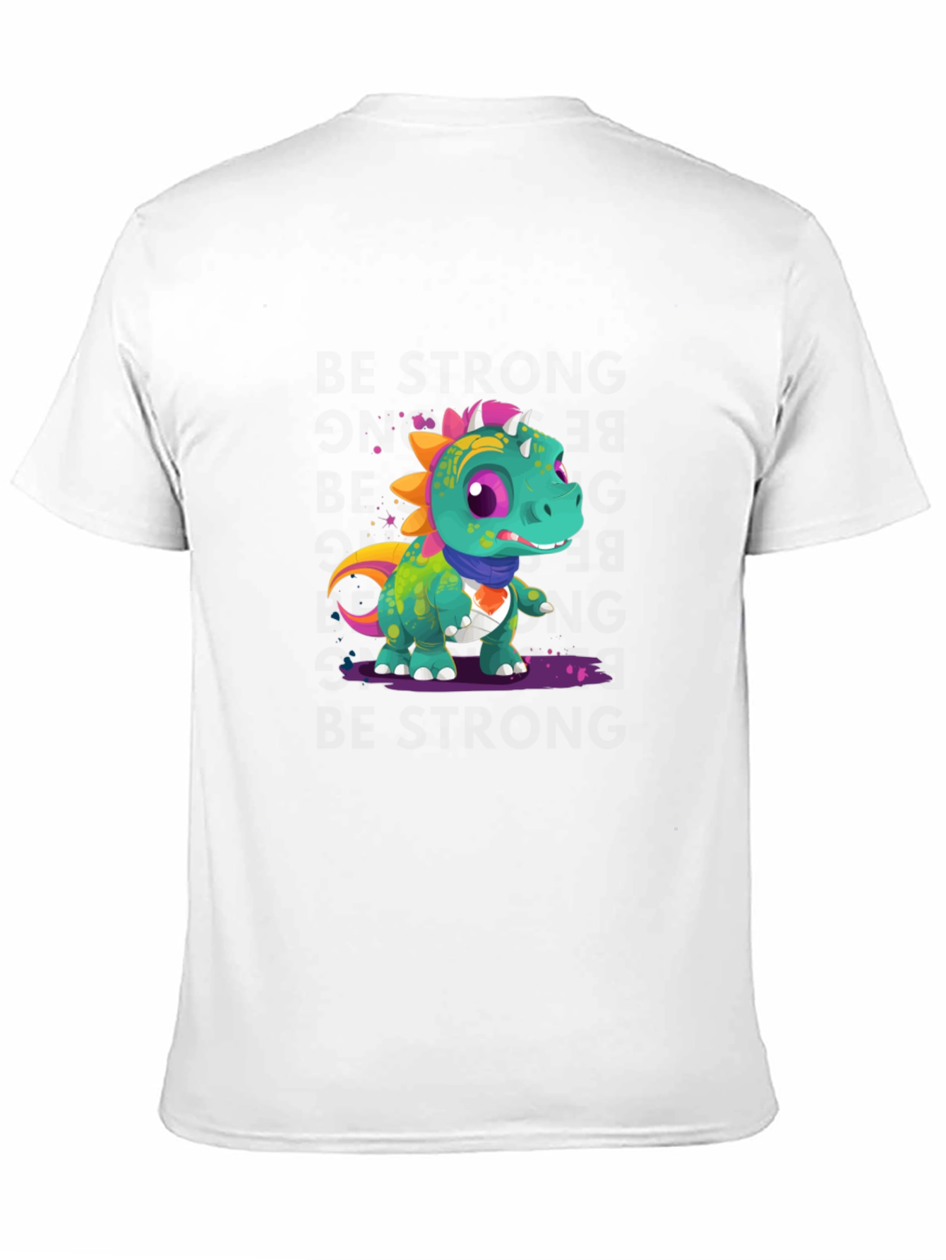 Cartoon Dinosaur Graphic Tee - Black