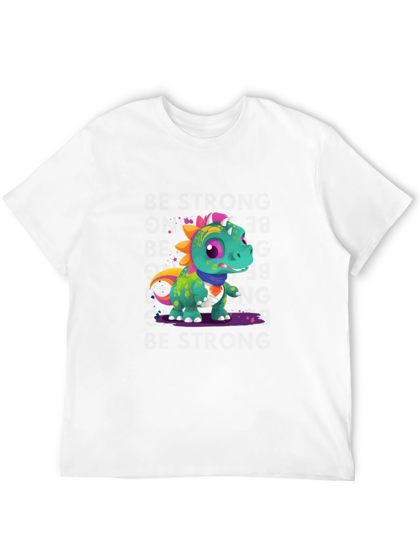 Cartoon Dinosaur Graphic Tee - Black