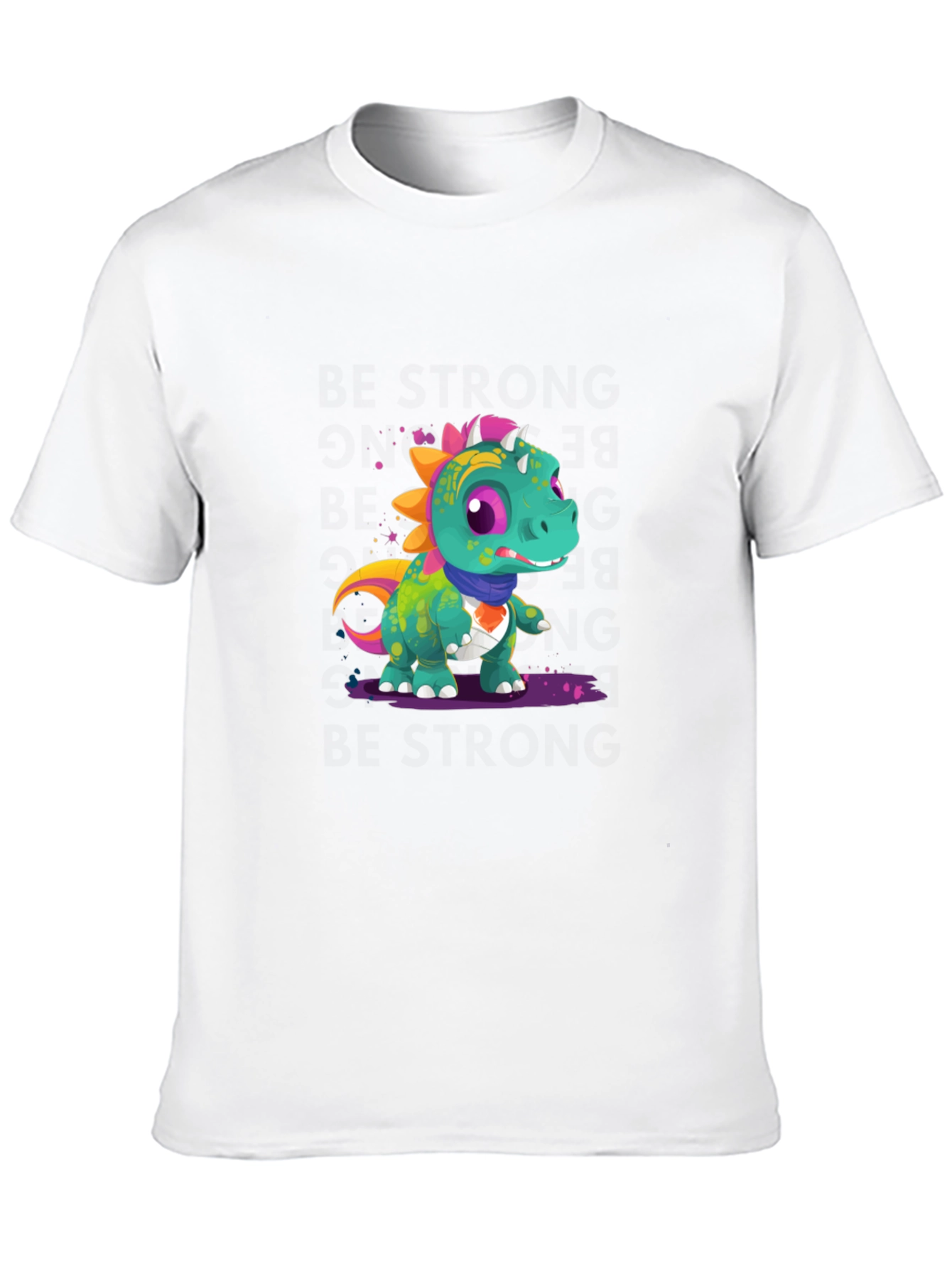 Cartoon Dinosaur Graphic Tee - Black