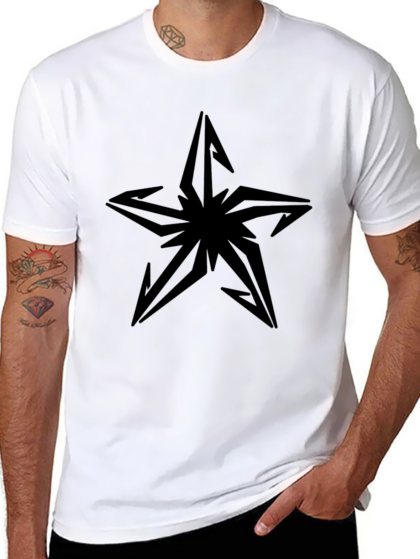 Edgy Star Graphic Black T-Shirt