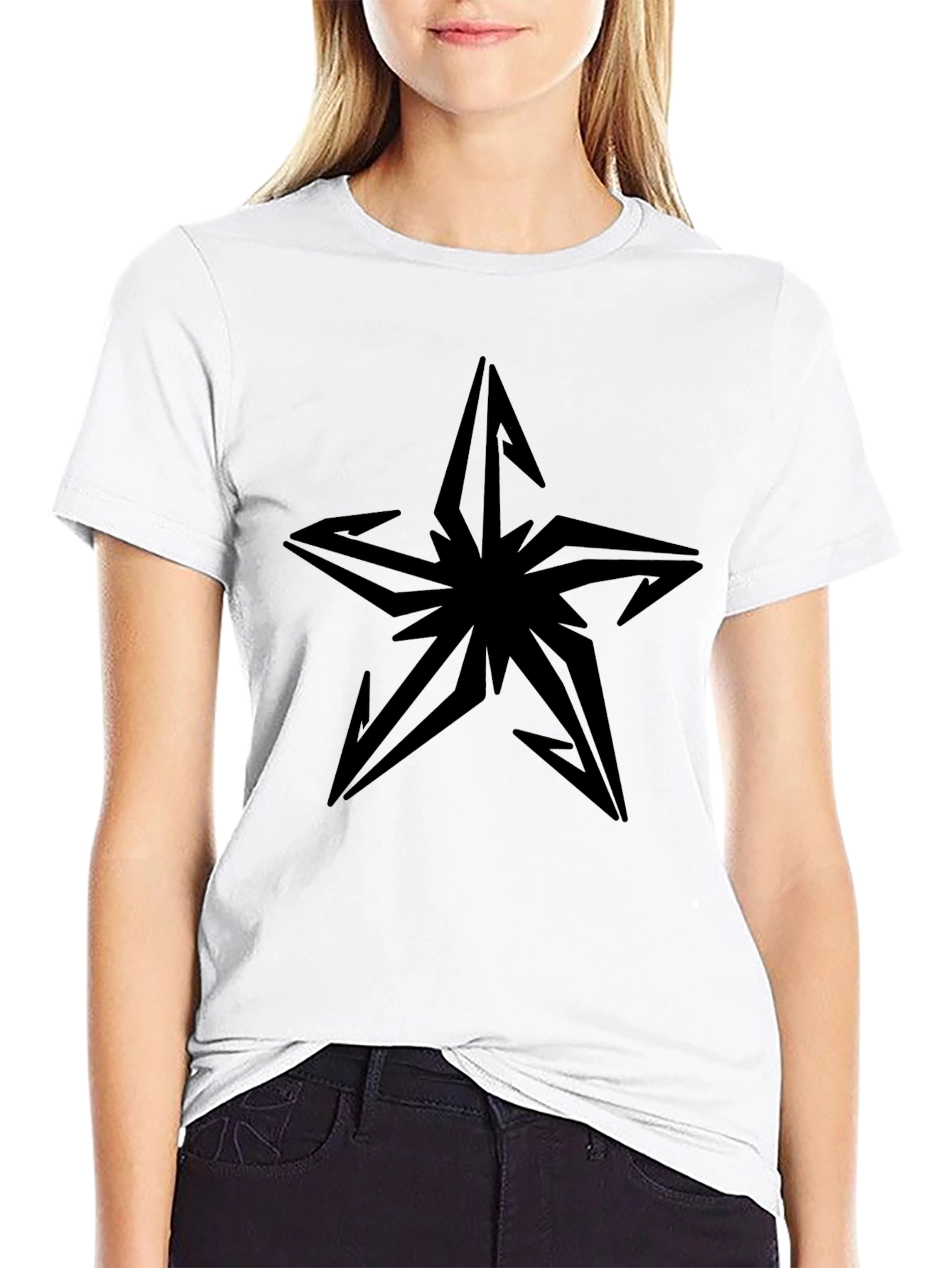 Edgy Star Graphic Black T-Shirt