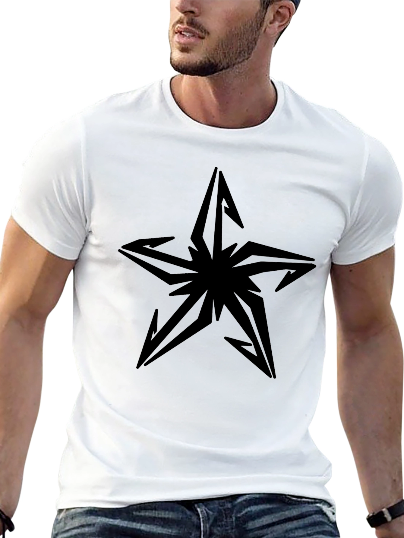 Edgy Star Graphic Black T-Shirt