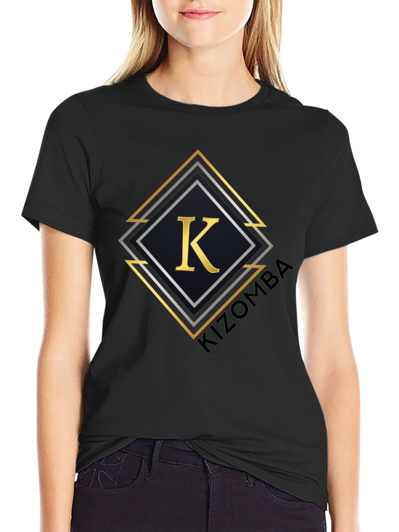 Stylish Black T-Shirt with Geometric K Design