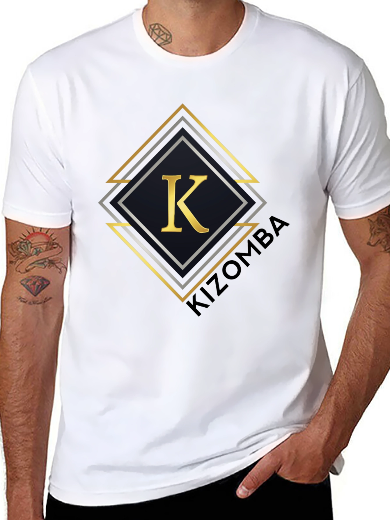 Stylish Black T-Shirt with Geometric K Design