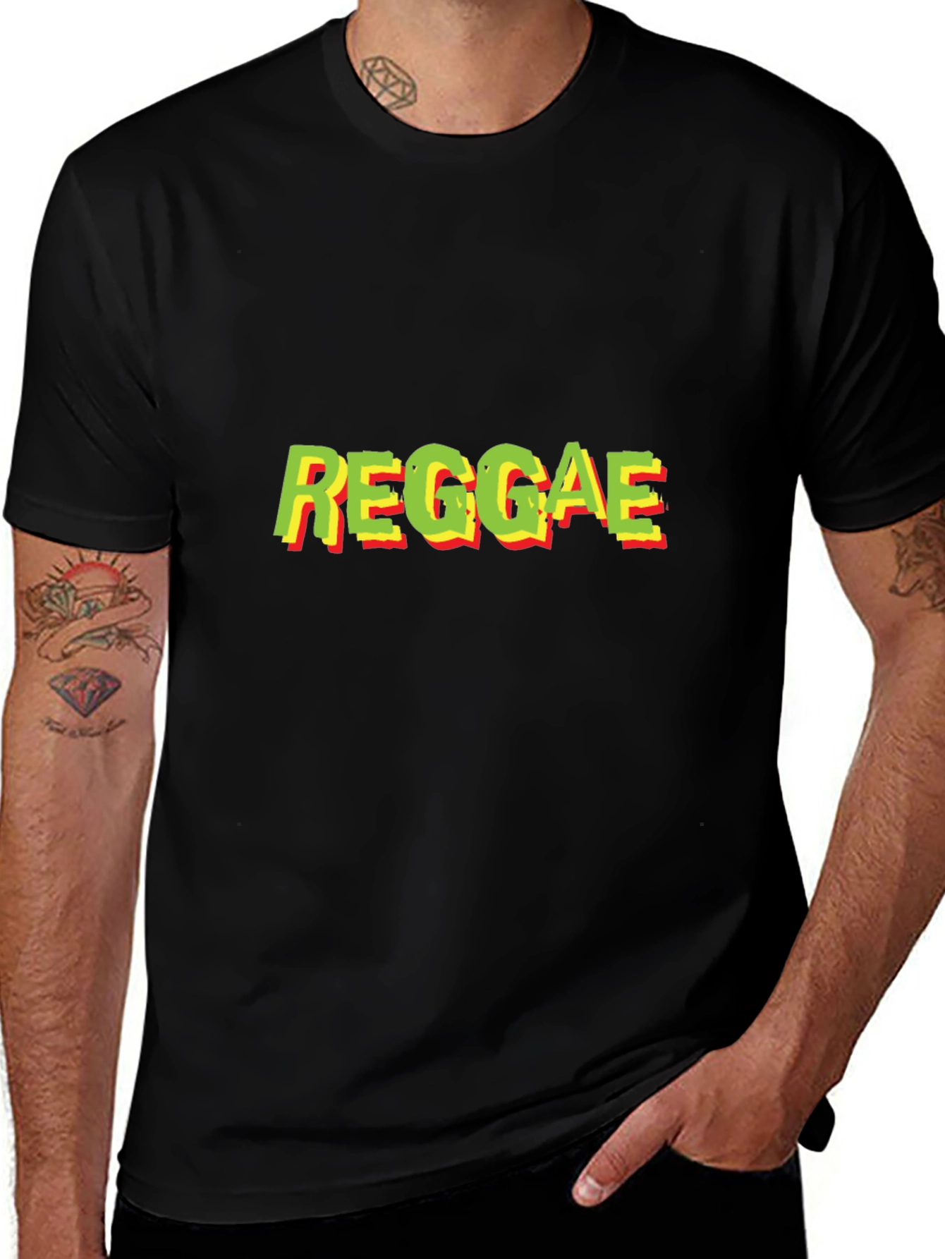 Reggae Text Graphic Black T-Shirt
