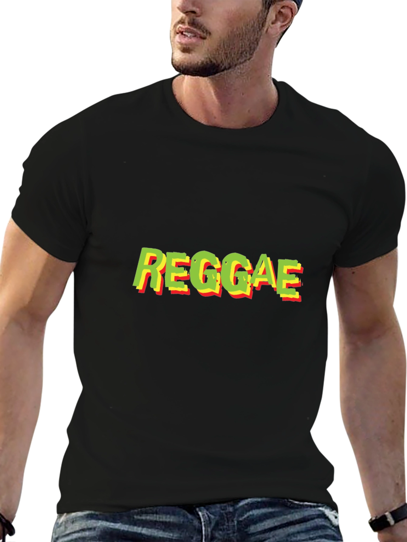 Reggae Text Graphic Black T-Shirt