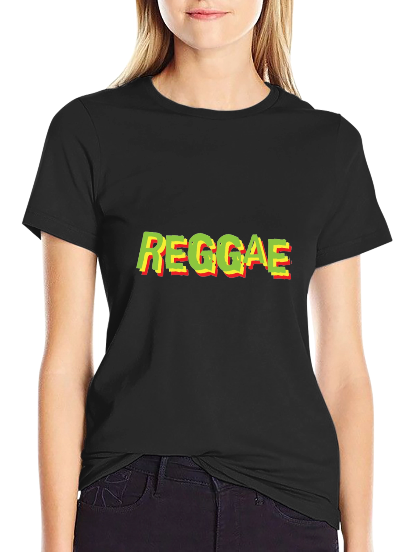 Reggae Text Graphic Black T-Shirt