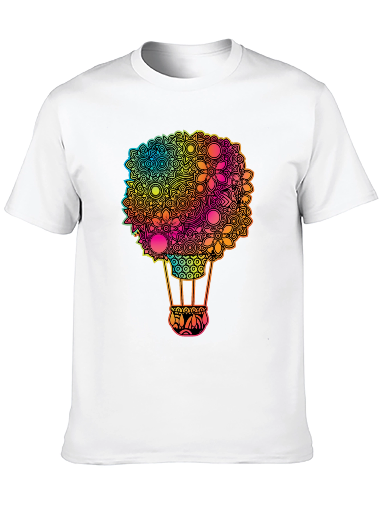 Floral Hot Air Balloon Graphic Tee - Black
