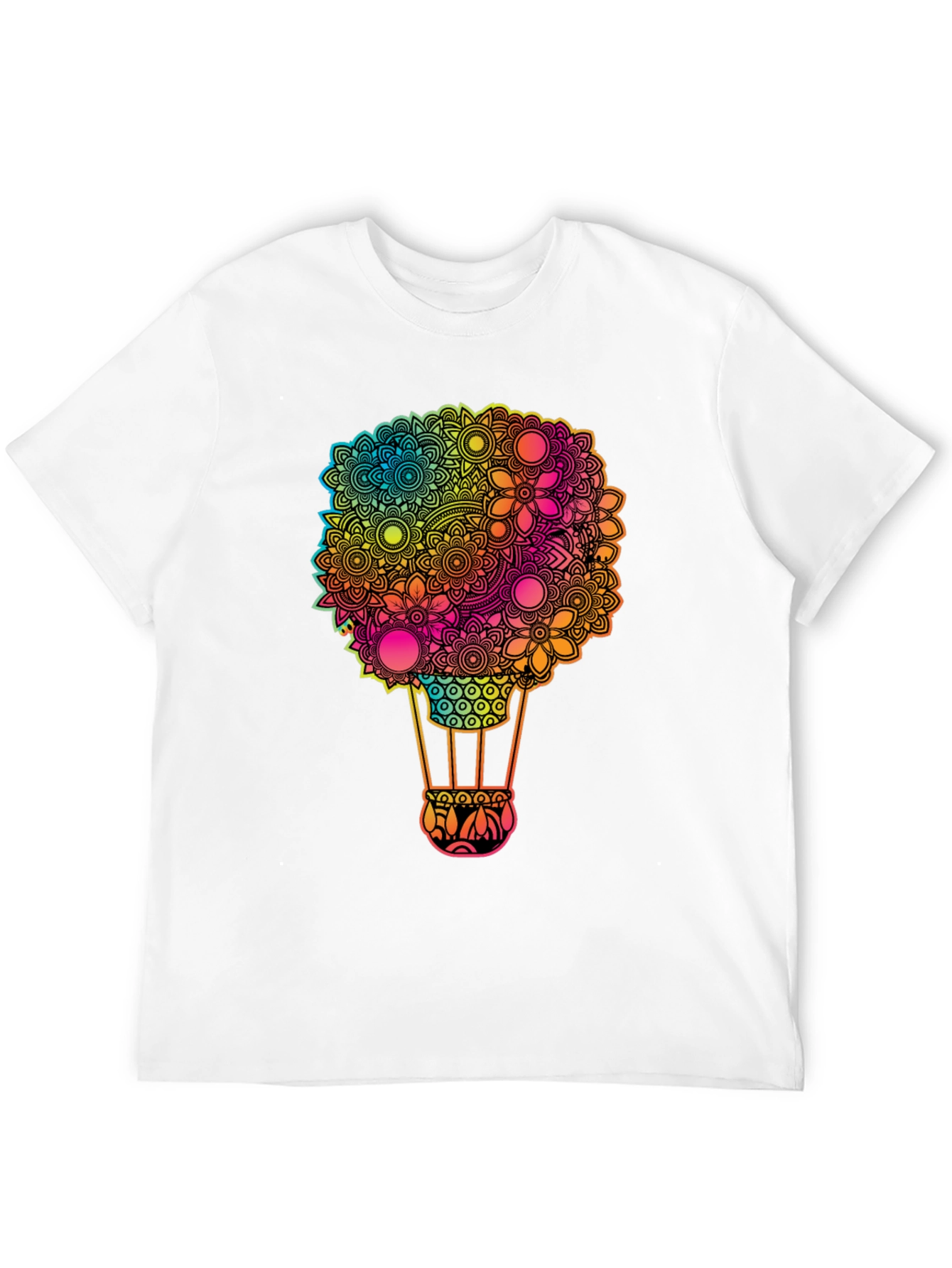 Floral Hot Air Balloon Graphic Tee - Black