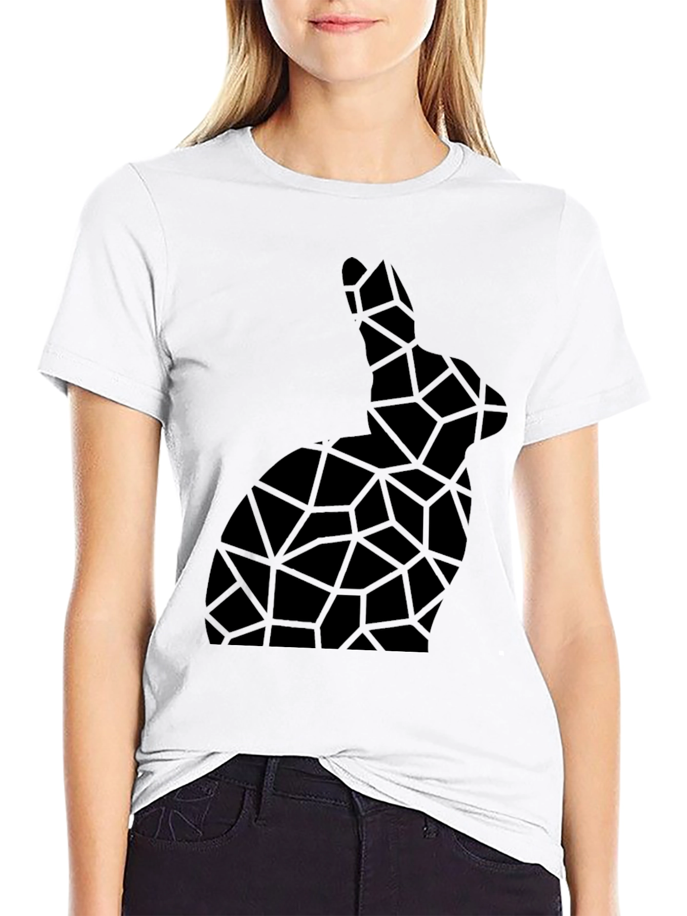 Geometric Rabbit Tee - Modern Abstract Bunny Shirt